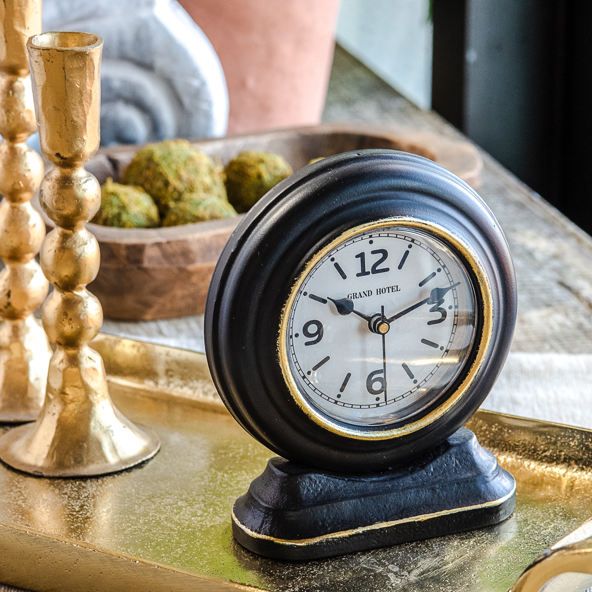 *Inner* 5" Blk/Gld Table Clock