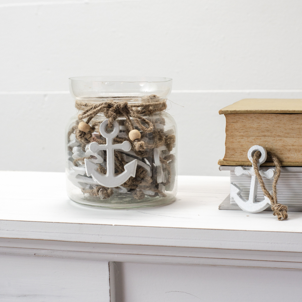 Jar Of 30 Alum. Anchor Orn.