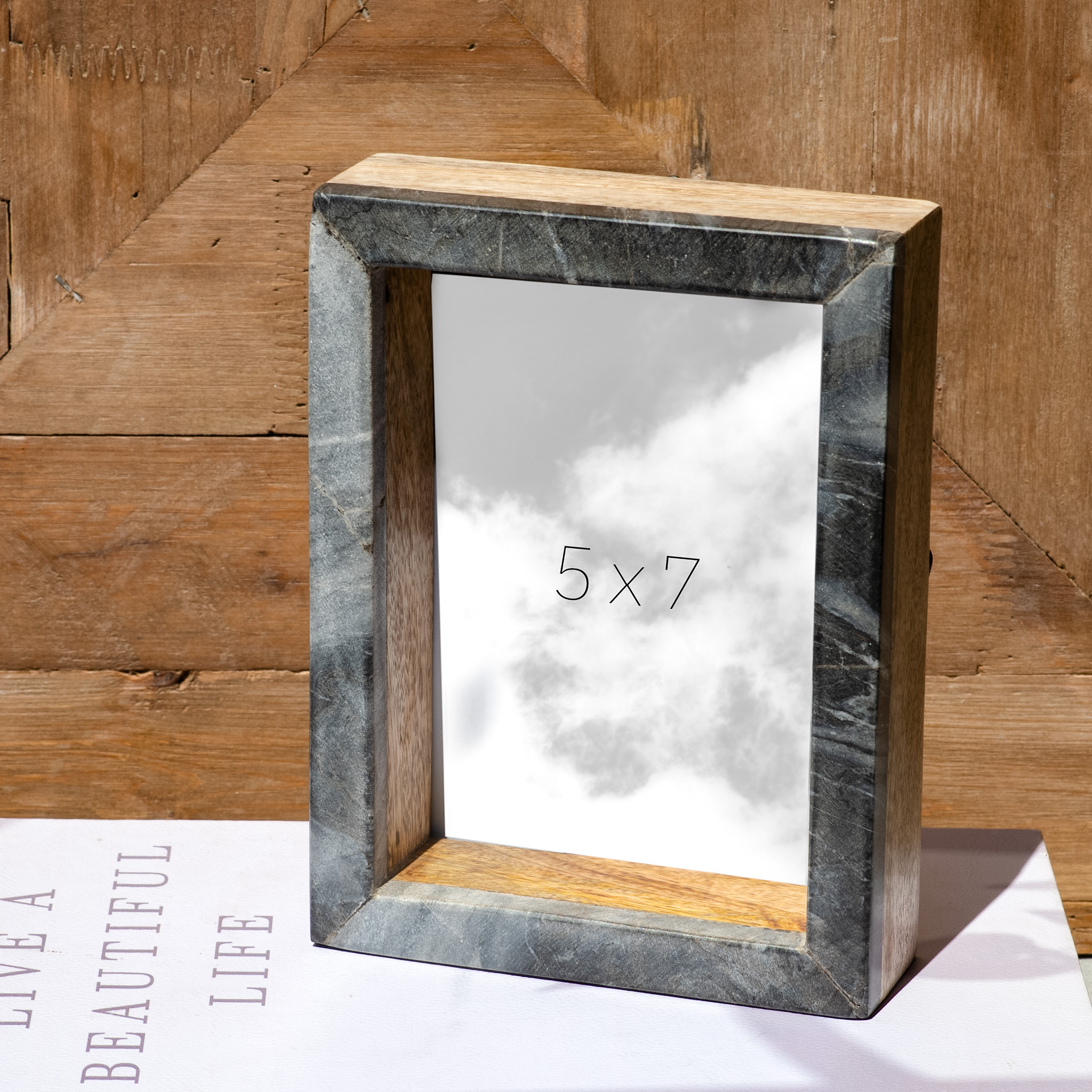 5 X 7 Marble Chip Wood Photo Frame