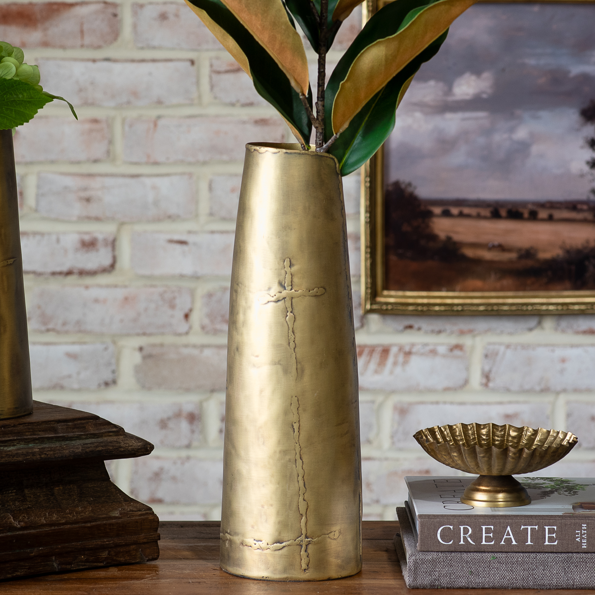13.4" Ant. Brass Vase