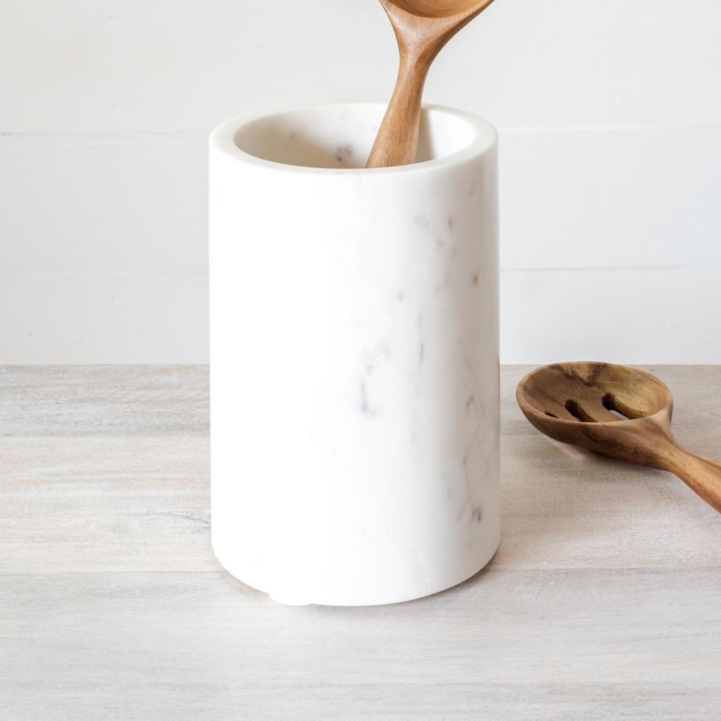 7' White Marble Utensil Holder