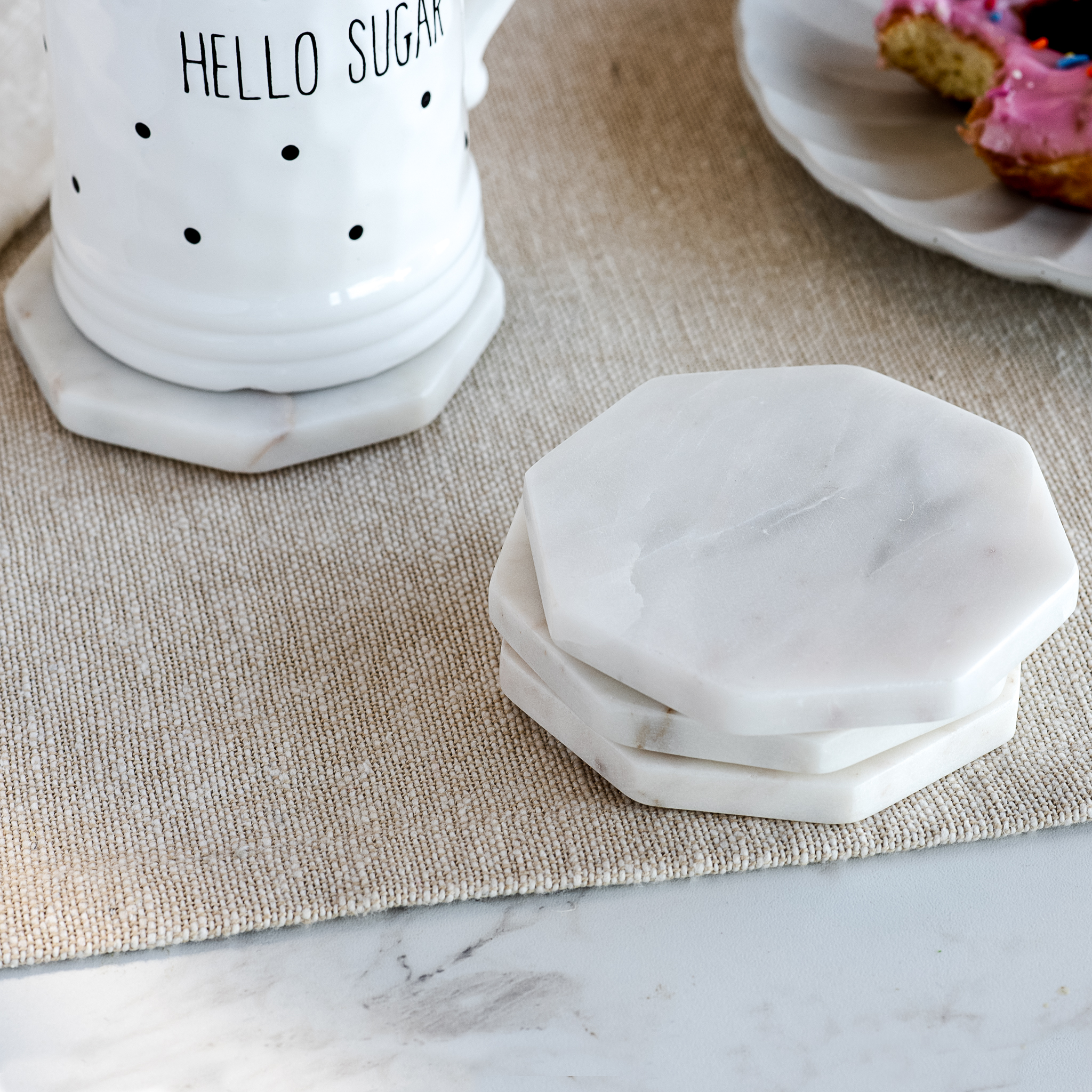 S/4 Marble Octagon Coasters