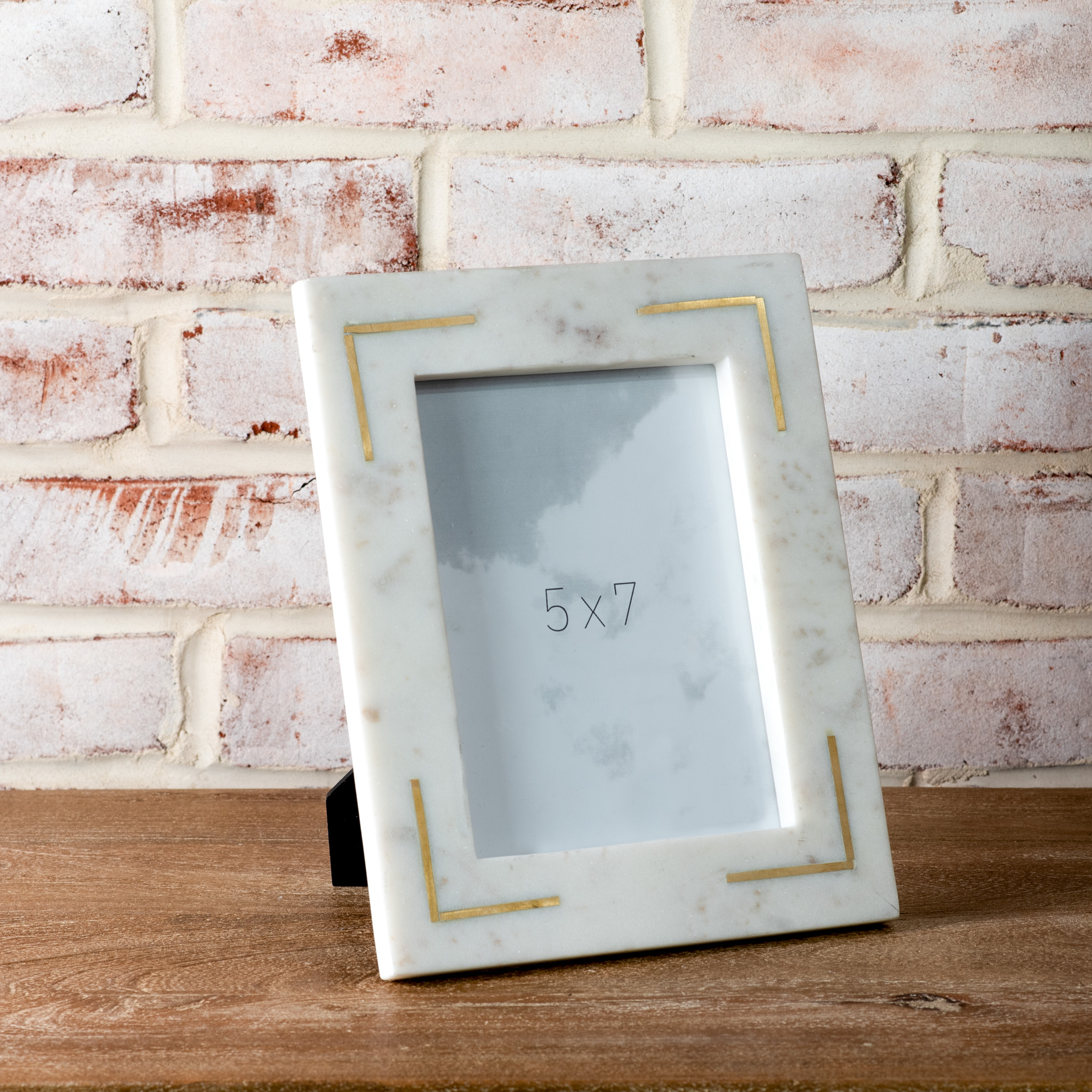 5" X 7" Marble Frame W/ Brass Inlay