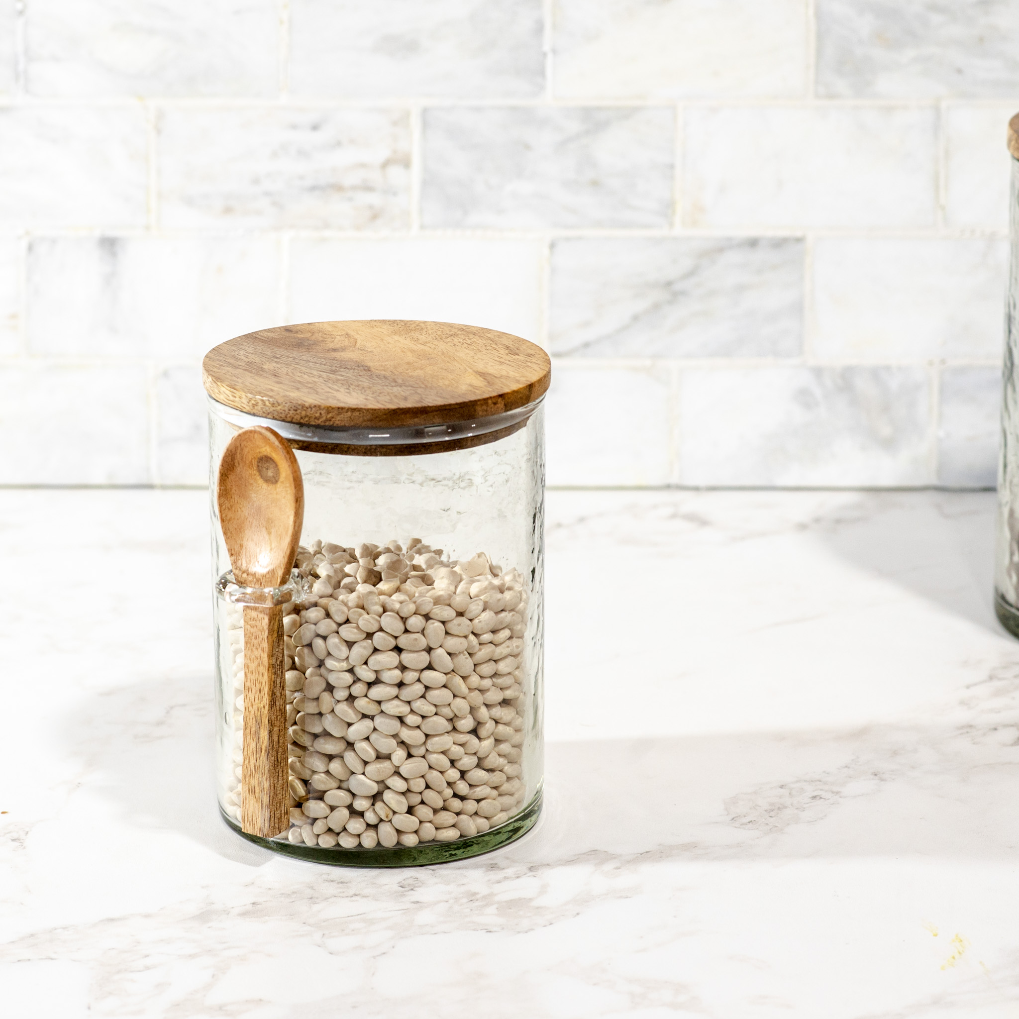 5.5" Hammered Jar W/ Wood Lid & Spoon