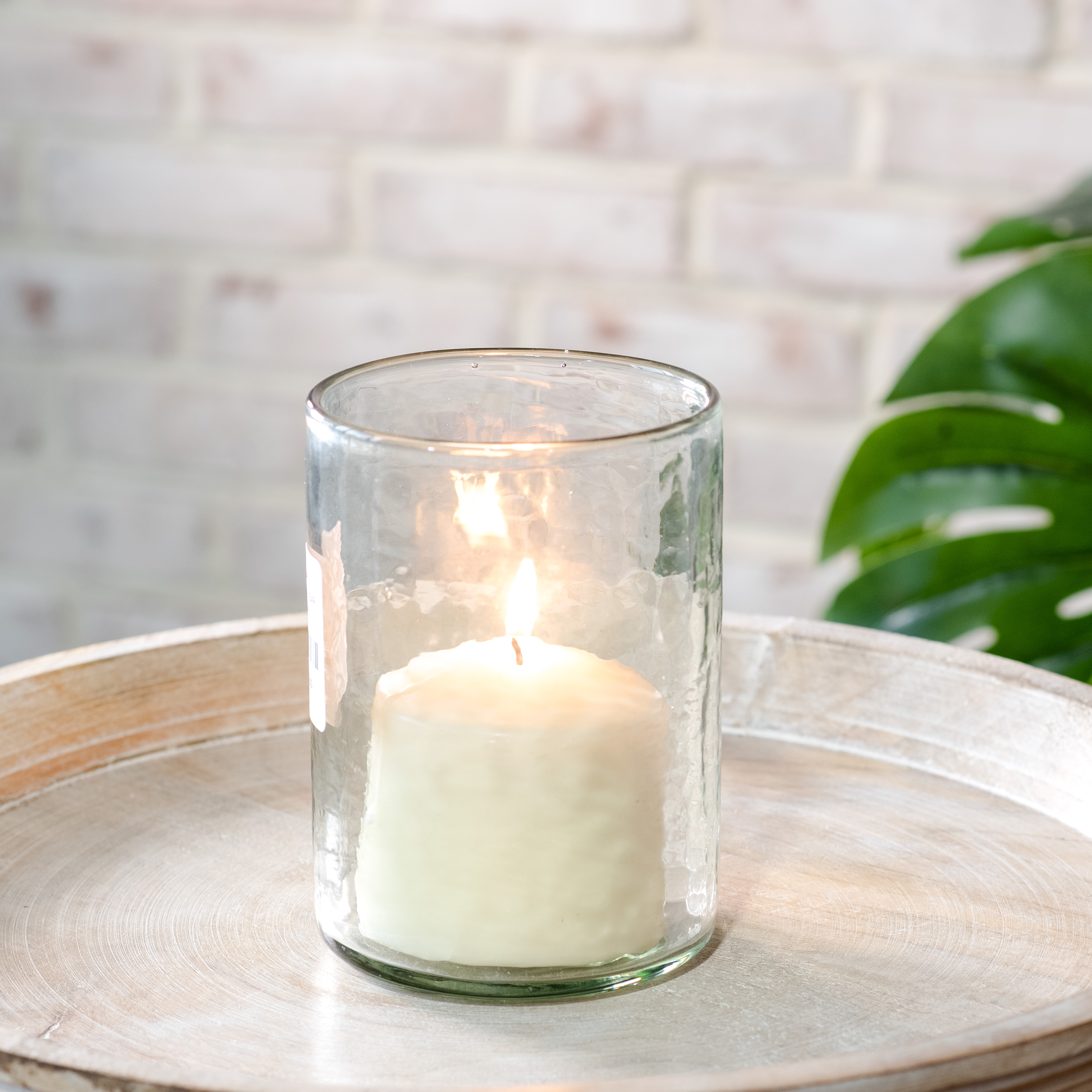 6" Hammered Clear Candle Jar