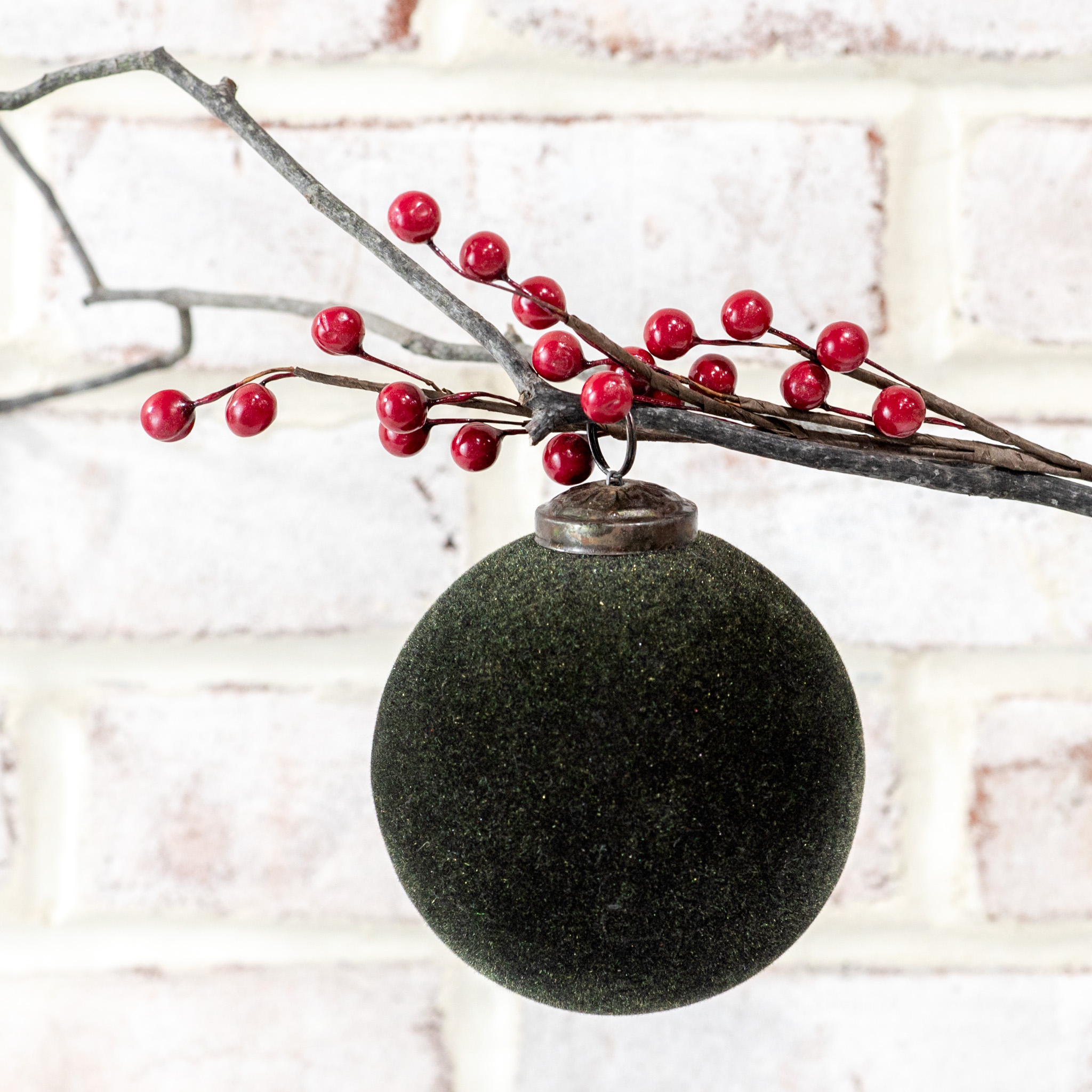*Inner* 4" Moss Velvet Ball Ornament