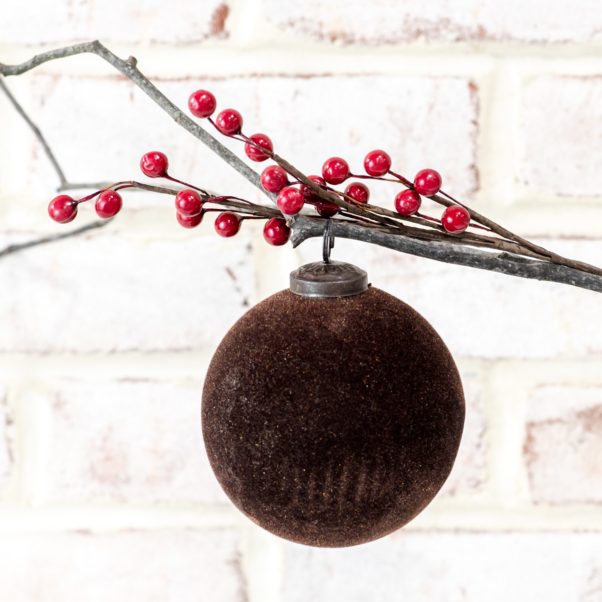 *Inner* 4" Brown Velvet Ball Ornament