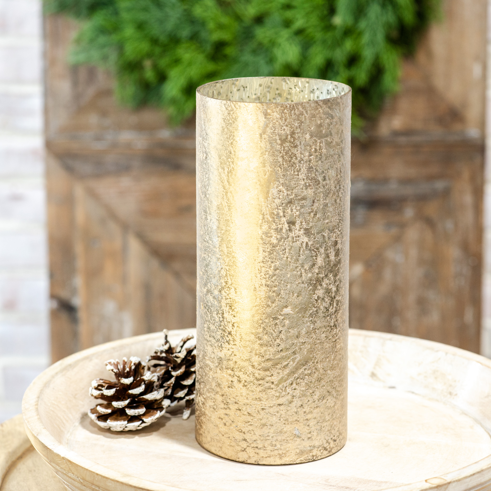 11" Gold Foil Glass Vase