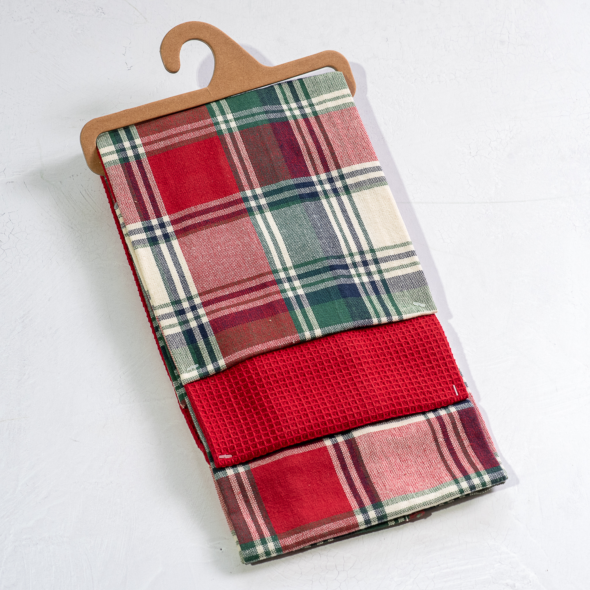 *Inner* 3 Pc Rd/Grn Plaid Towel Set