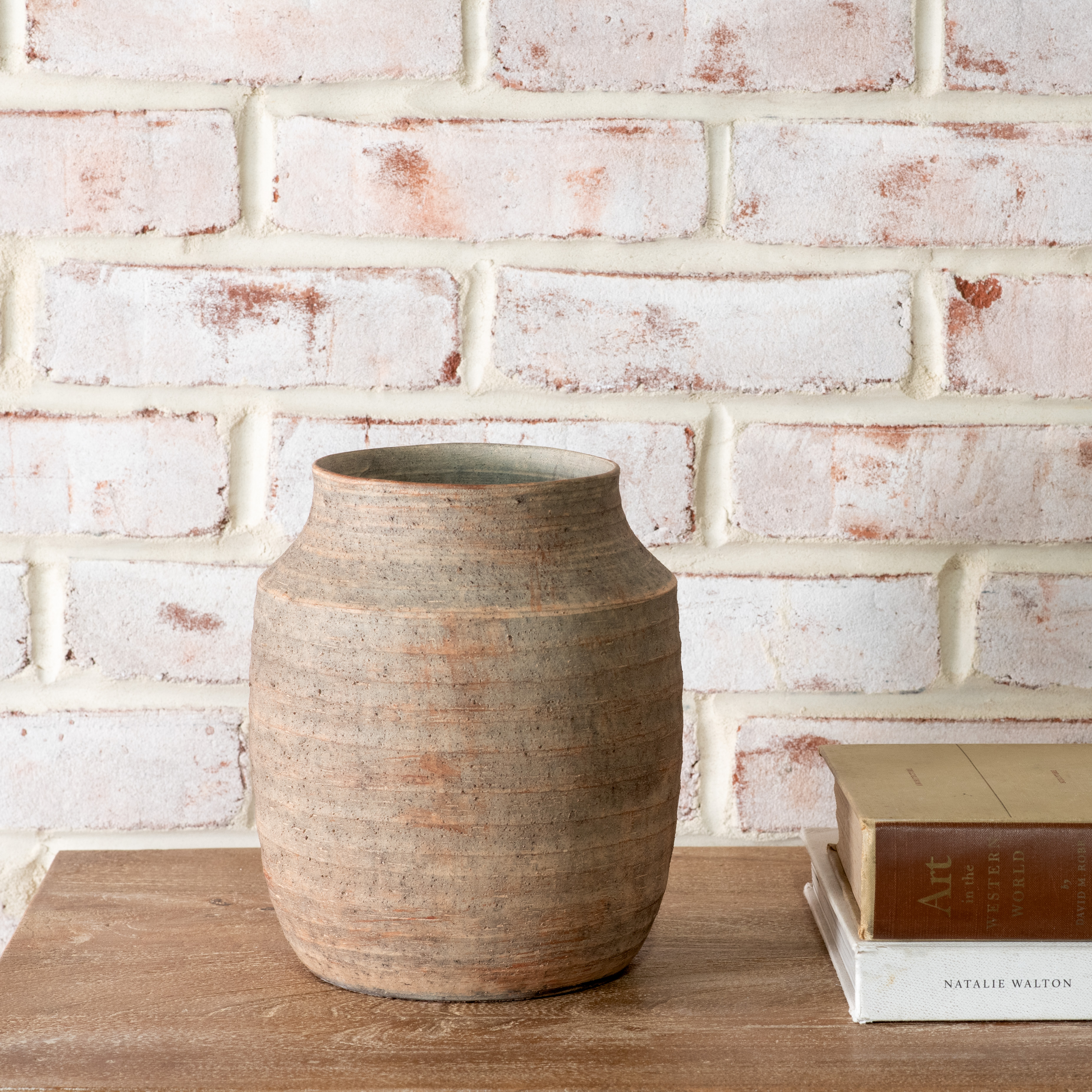 8" Natural Stripe Ceramic Vase
