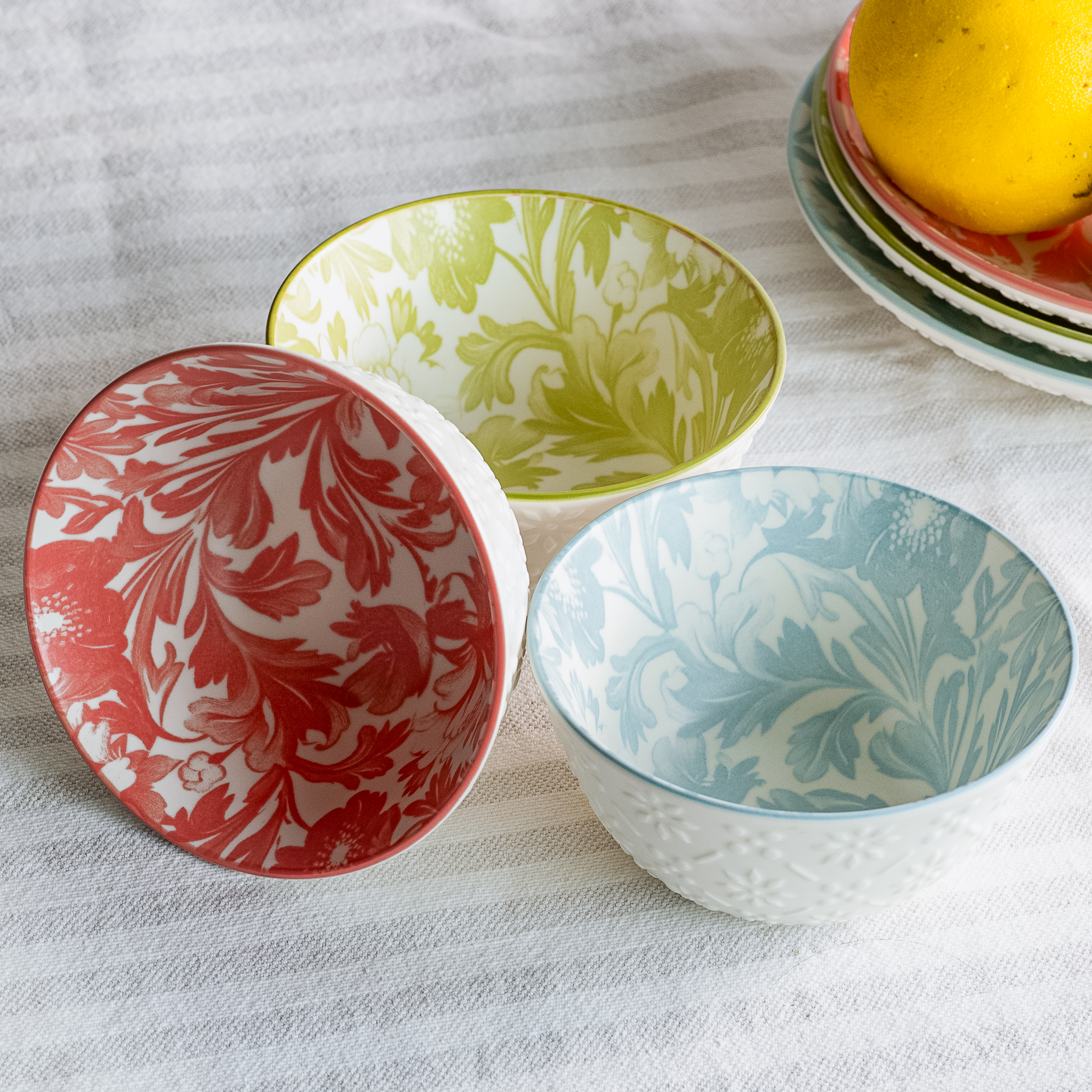*Inner* 3 Asst. Pk/Bl/Gr Floral Bowls