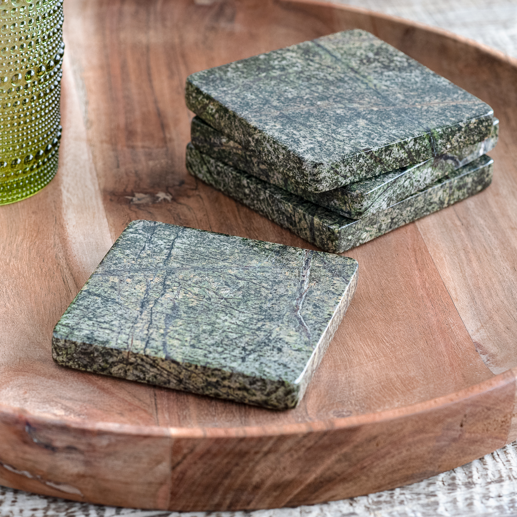 *Inner* S/4 Green Marble Coasters