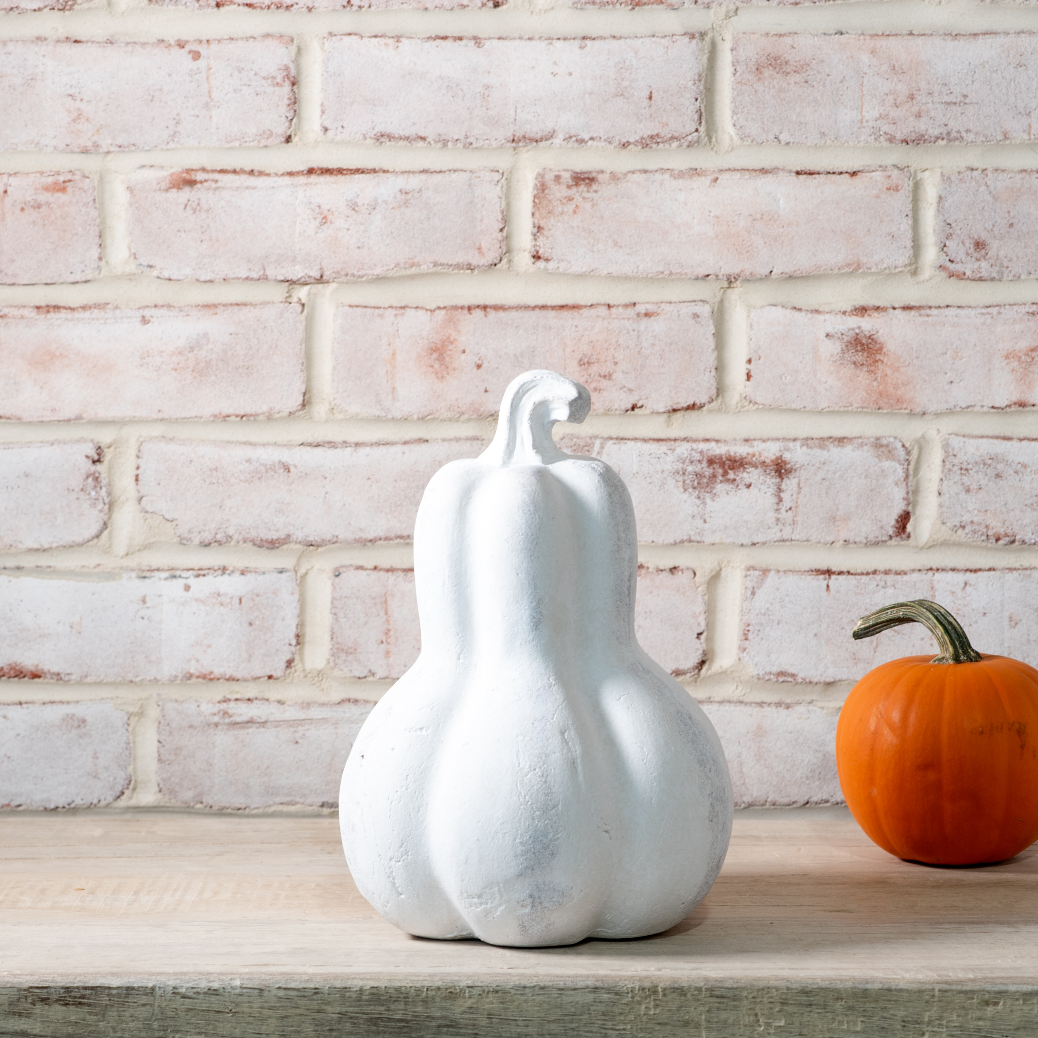 10"H White Terracotta Gourd