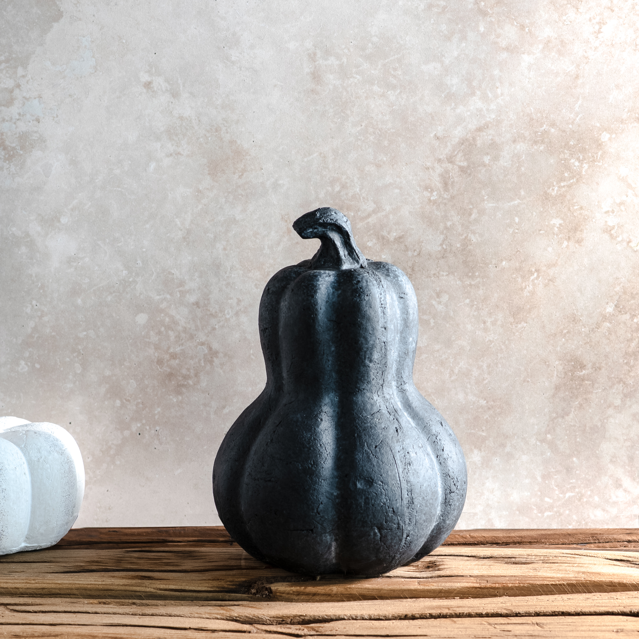7"H Black Terracotta Gourd