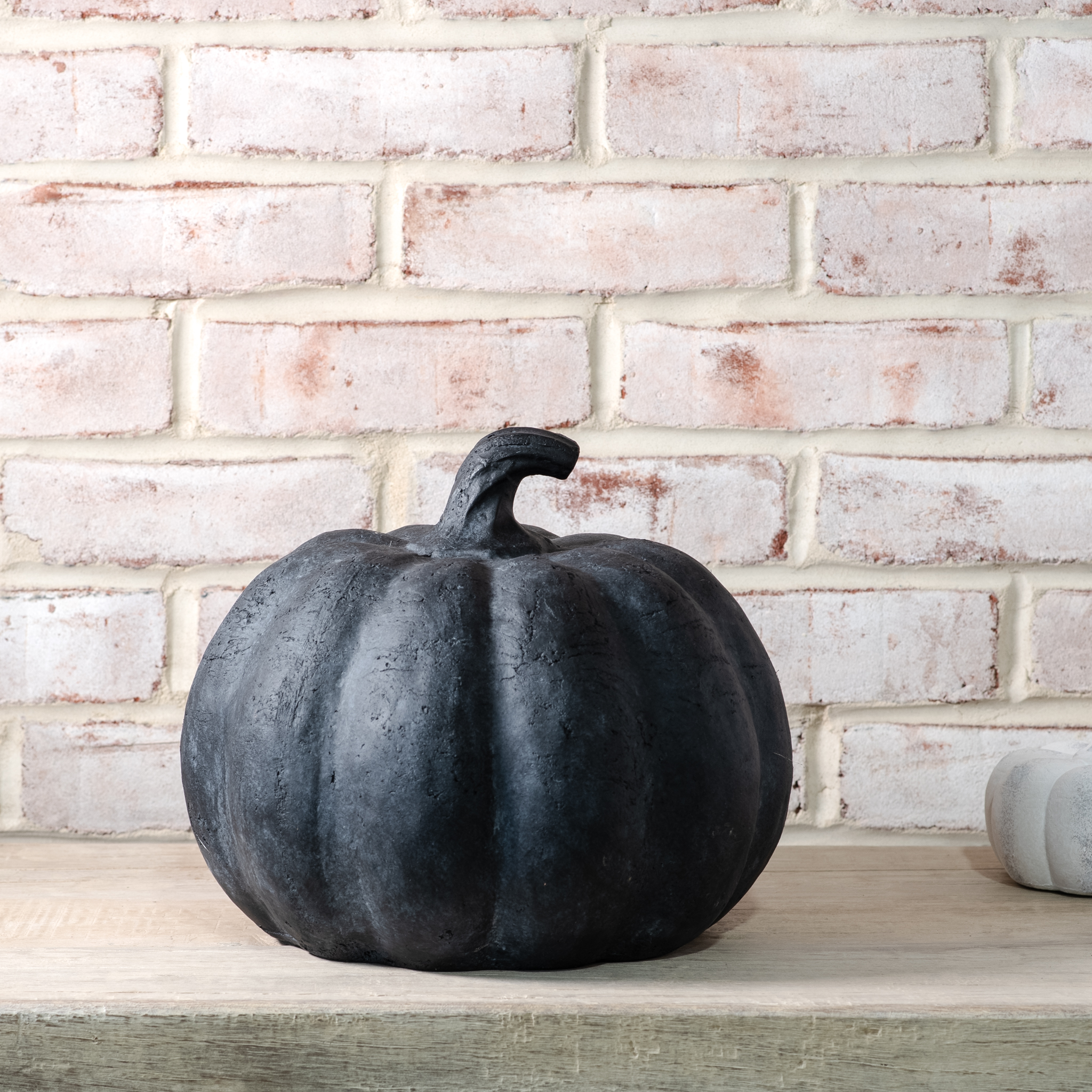 9"H Black Terracotta Pumpkin