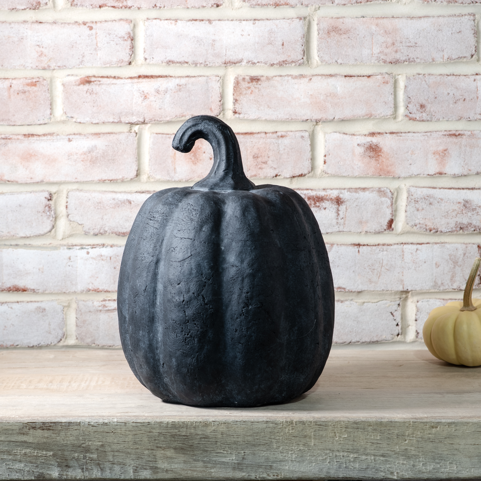 12"H Black Terracotta Pumpkin