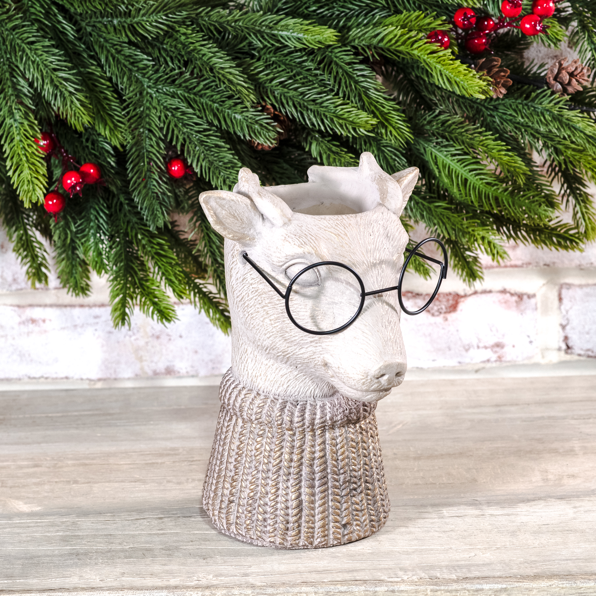 8.7"H Eyeglasses Deer Vase
