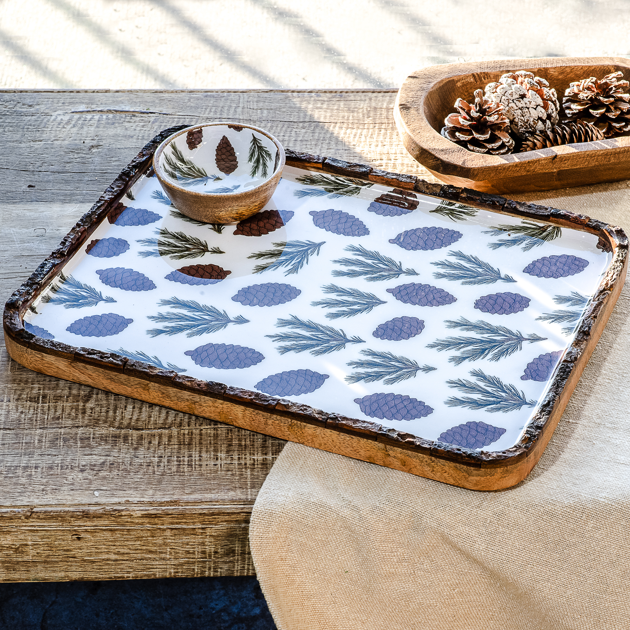 *Inner* 15" Bark Border Wood Tray