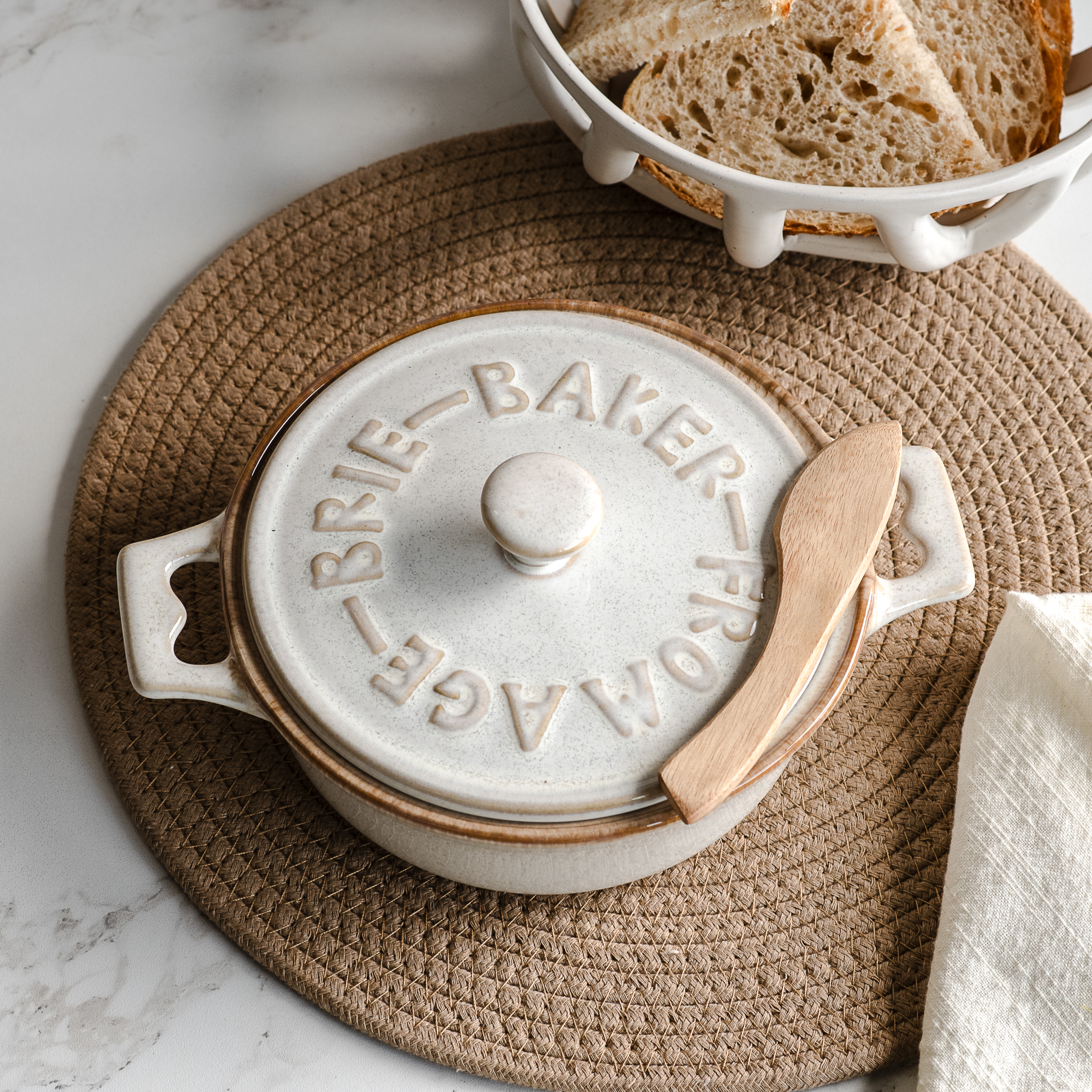 *Inner* Latte Splatter 9.25"W Brie Baker