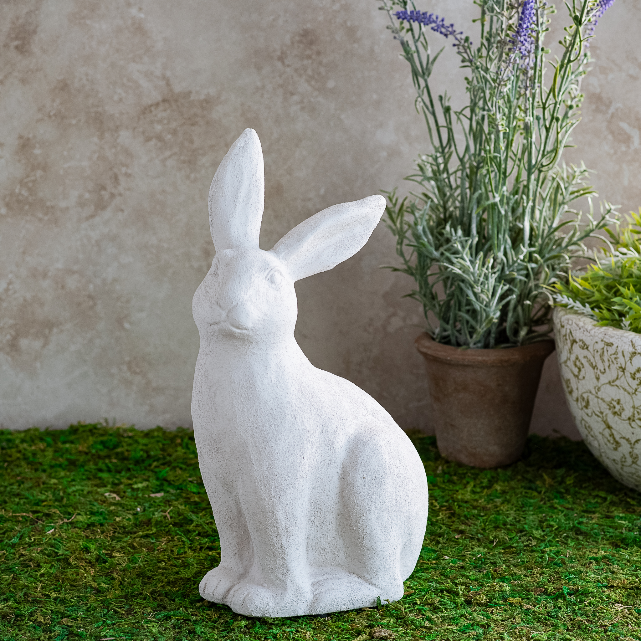 11" White Sitting Bunny