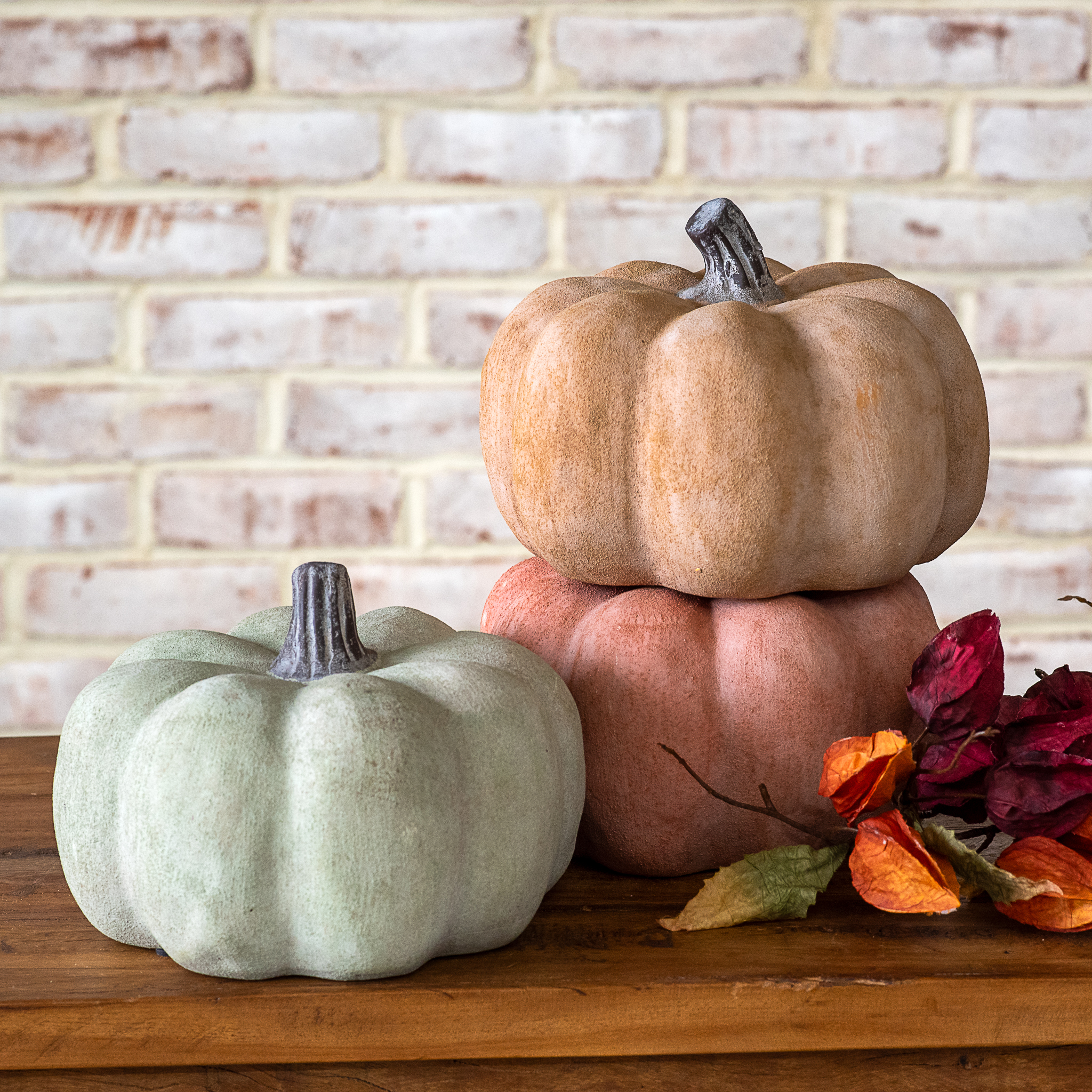 3 Asst. 5.7" Fall Ceramic Pumpkins