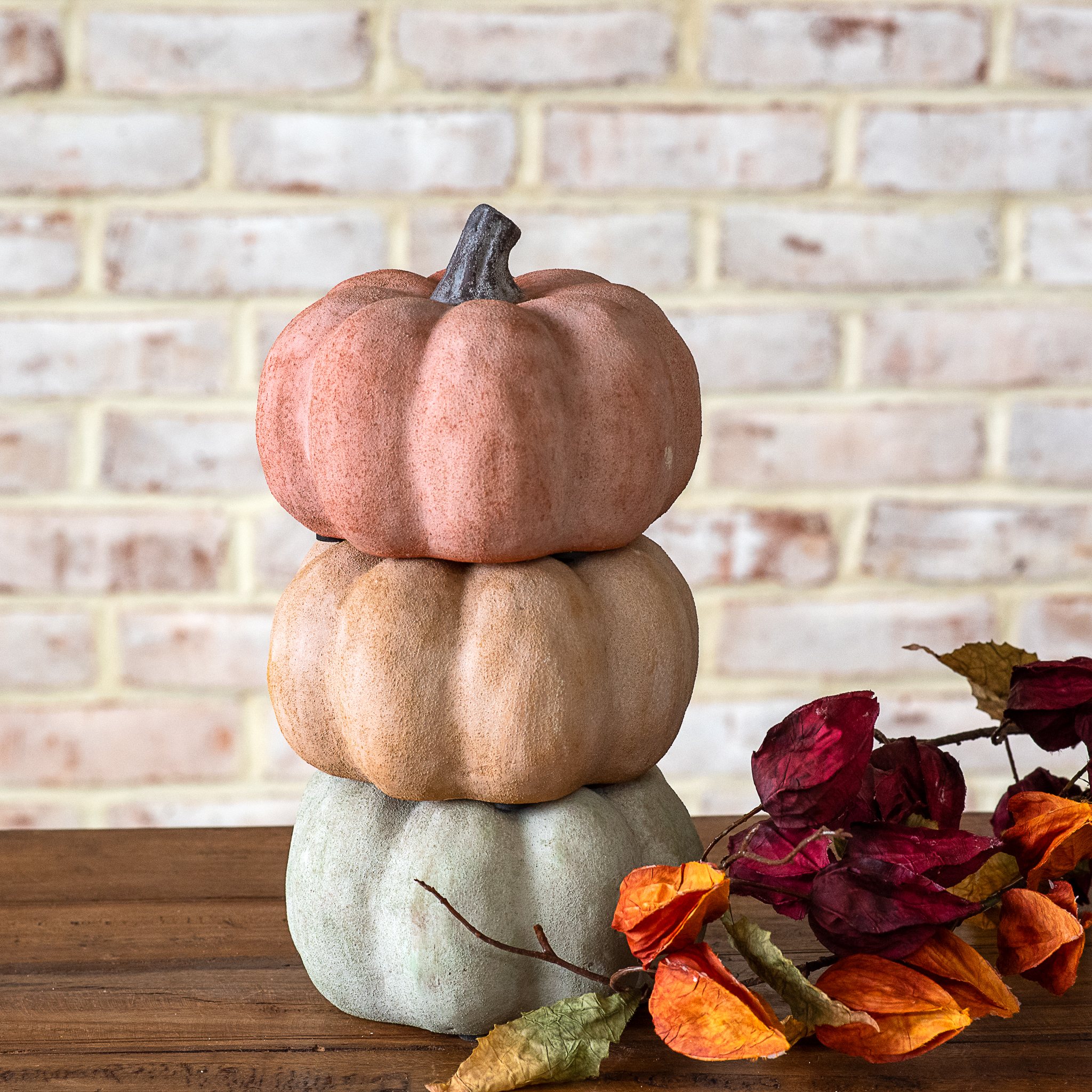 3 Asst. 4.3" Fall Ceramic Pumpkins