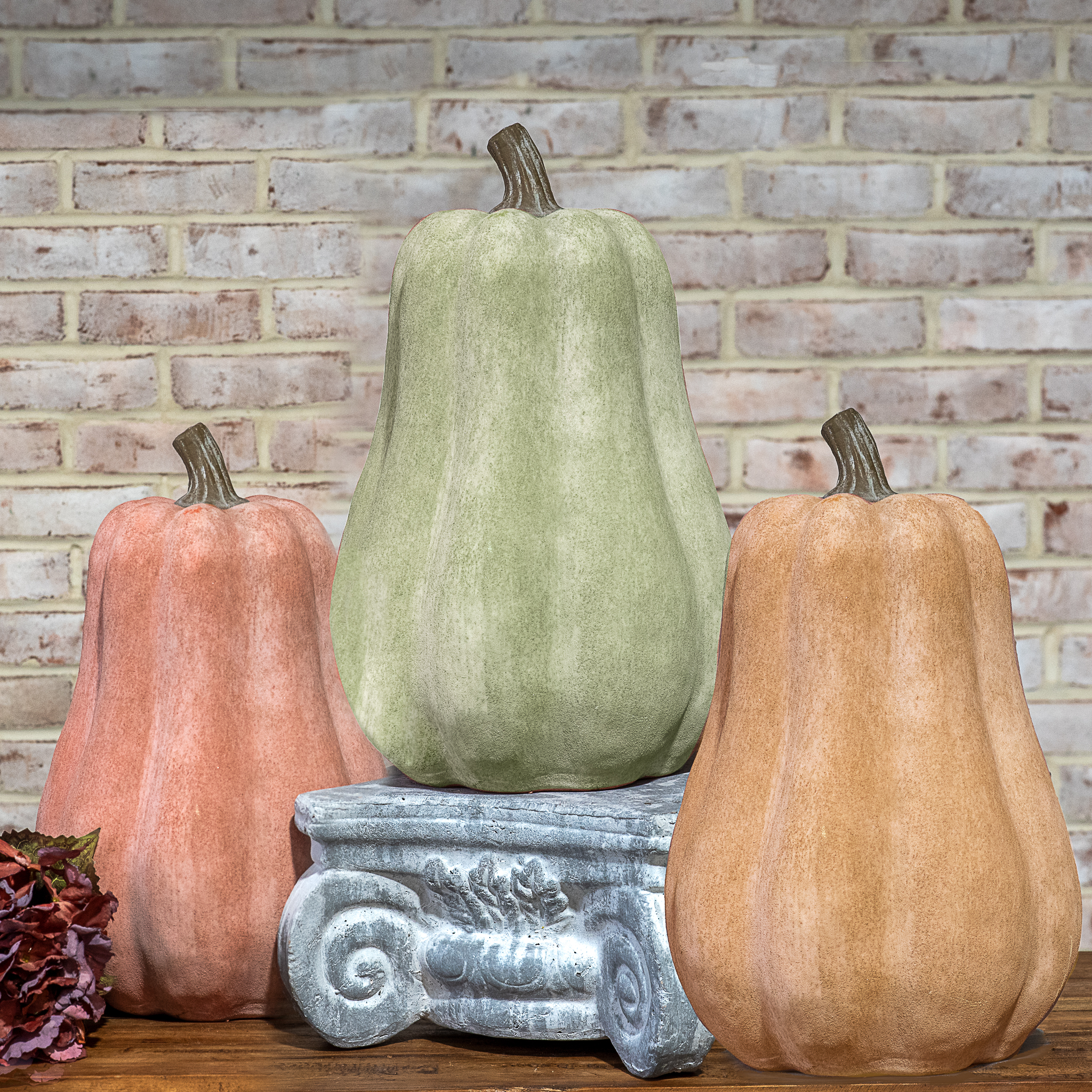 3 Asst. 15.3" Fall Ceramic Gourds