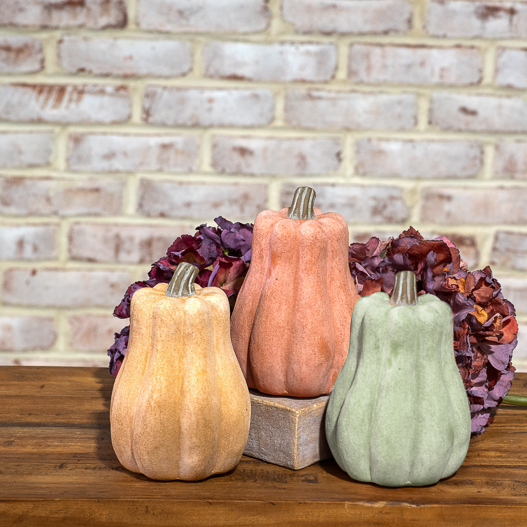 3 Asst. 6.3" Fall Ceramic Gourds