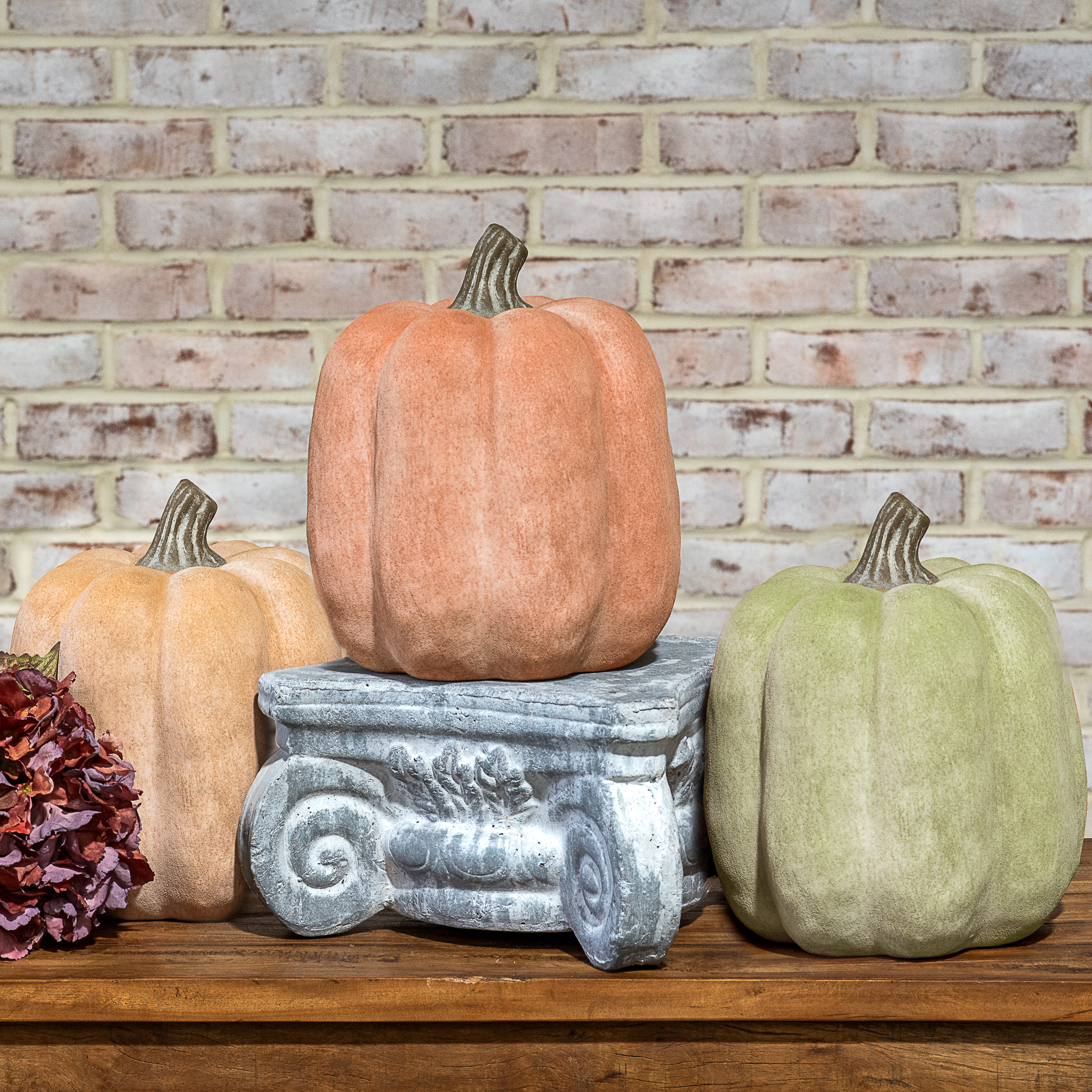 3 Asst. 10" Fall Ceramic Pumpkins