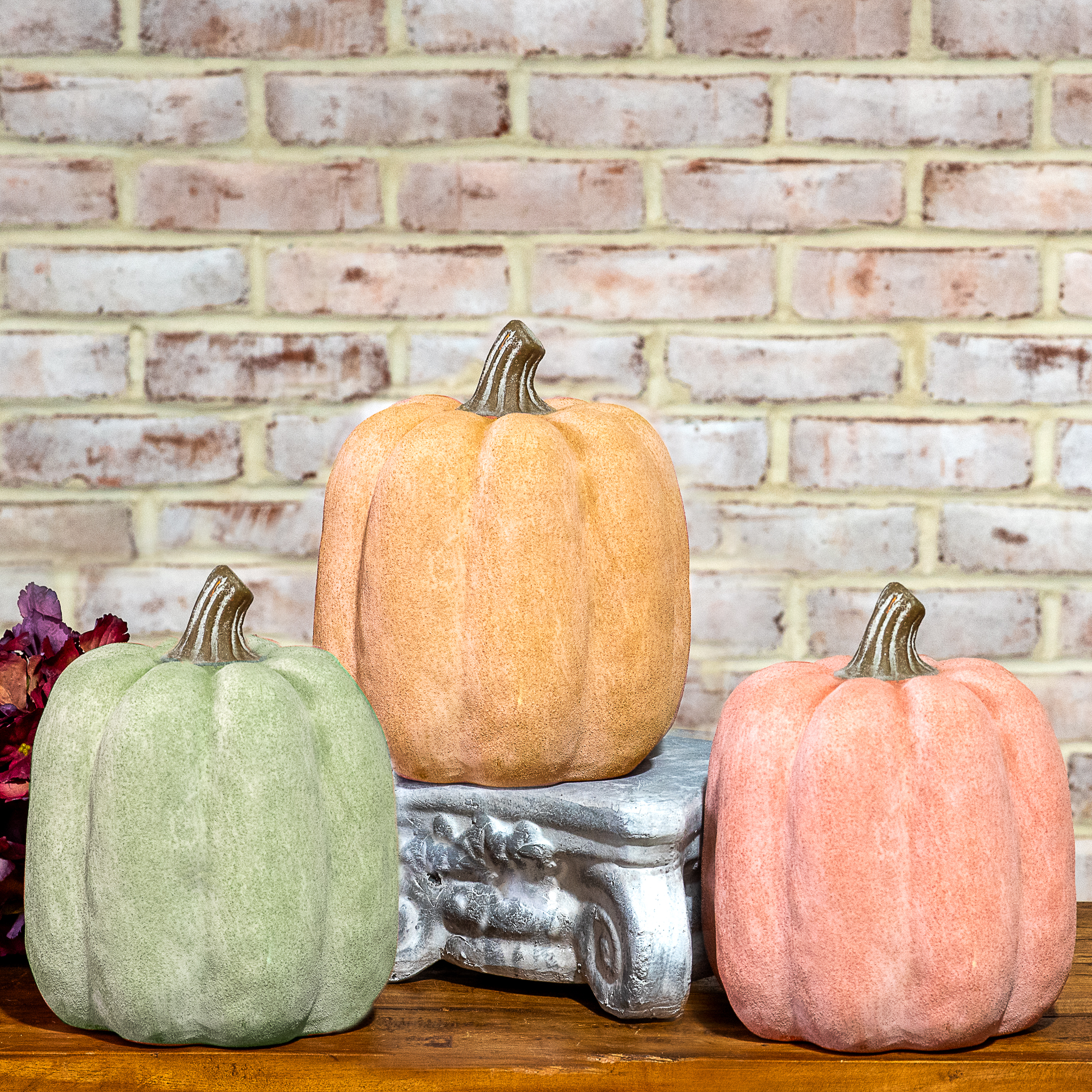 3 Asst. 8.3" Fall Ceramic Pumpkins
