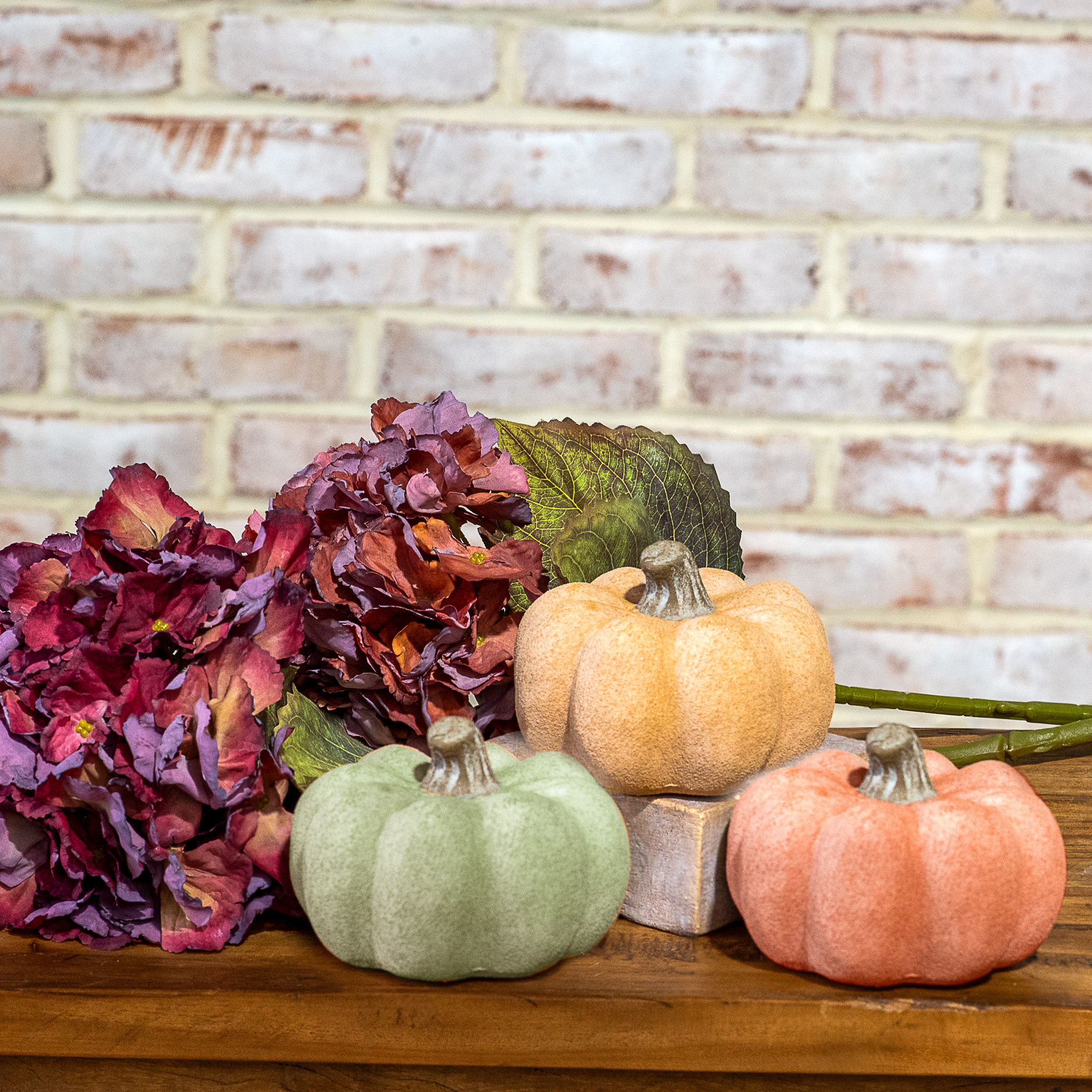 3 Asst. 3.35" Fall Ceramic Pumpkins