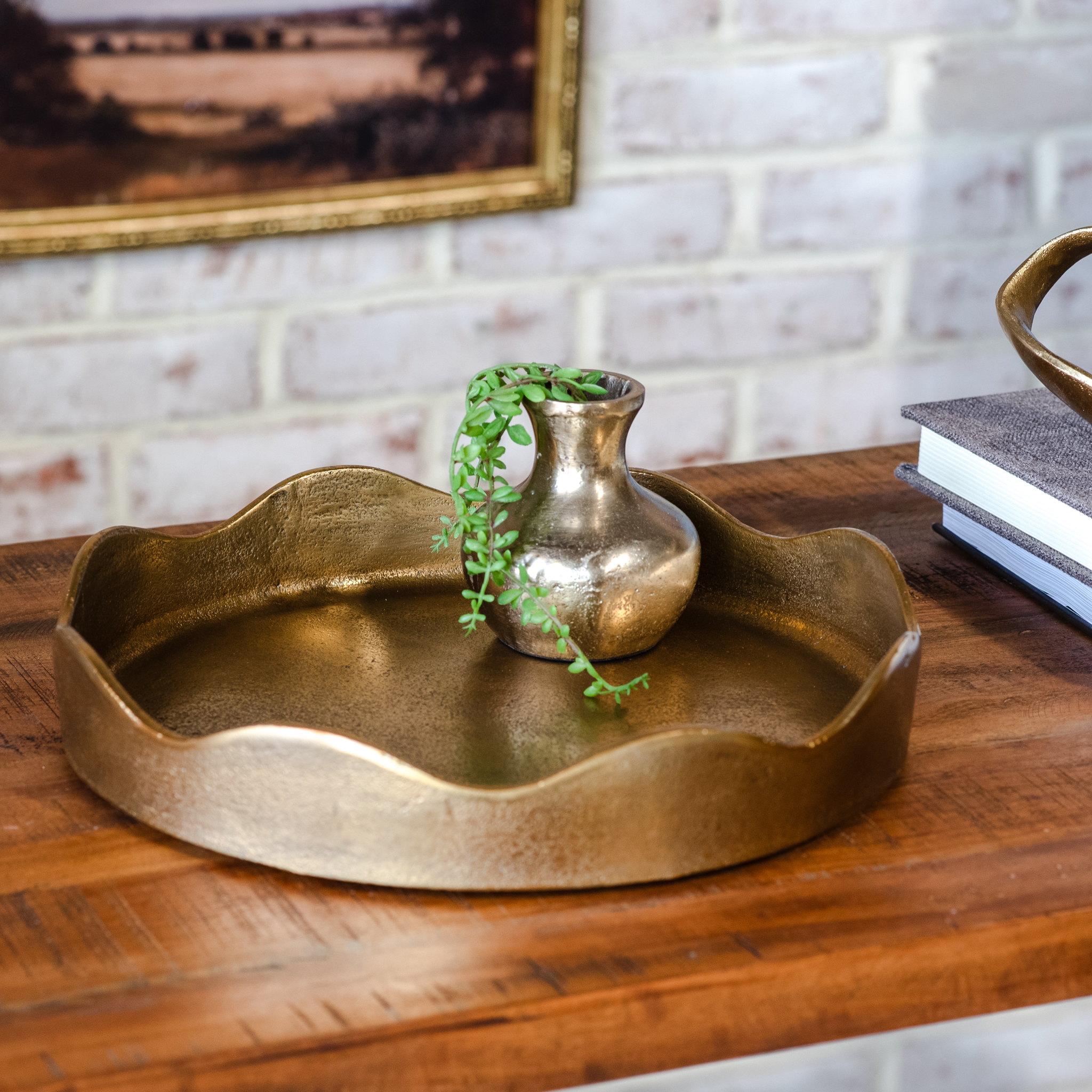 *Inner* 11.5" Ant. Gold Ruffle Dish