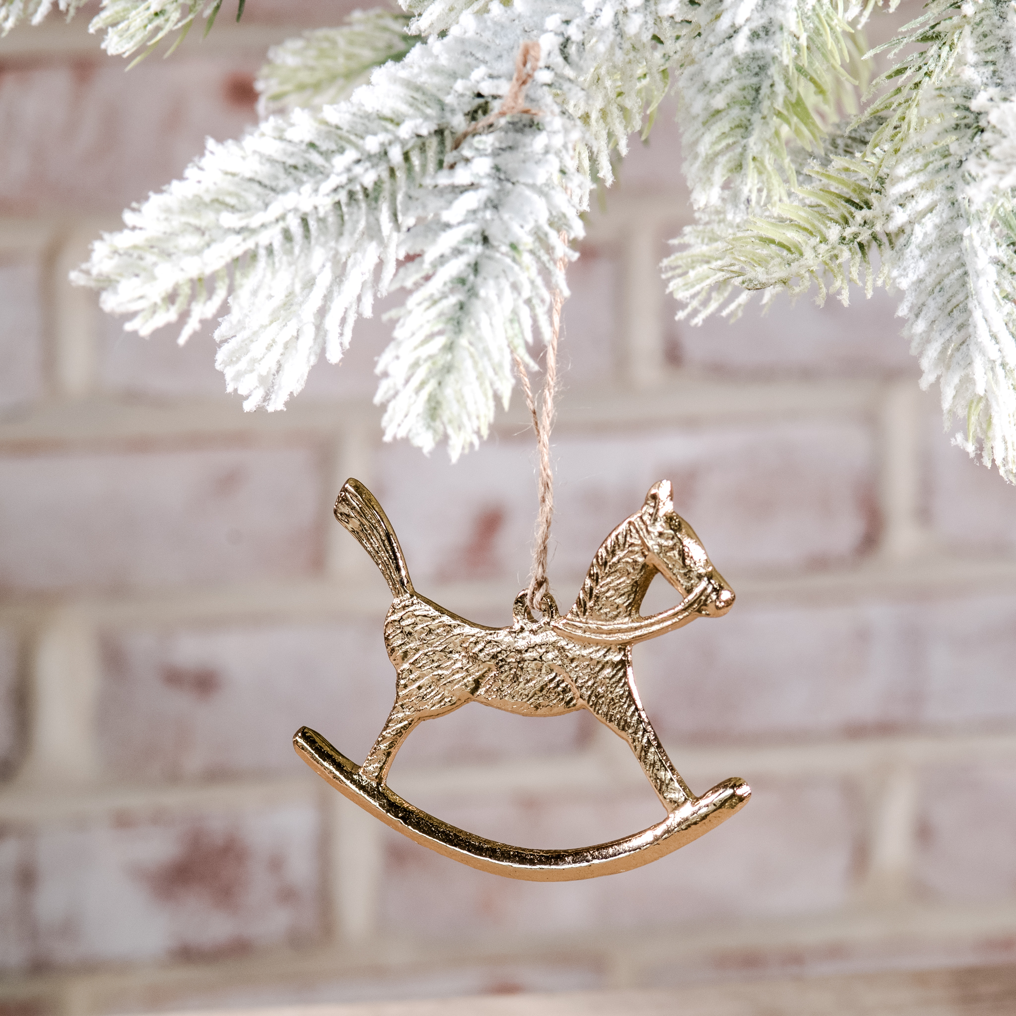 *Inner* 4"W Gold Rocking Horse Ornament