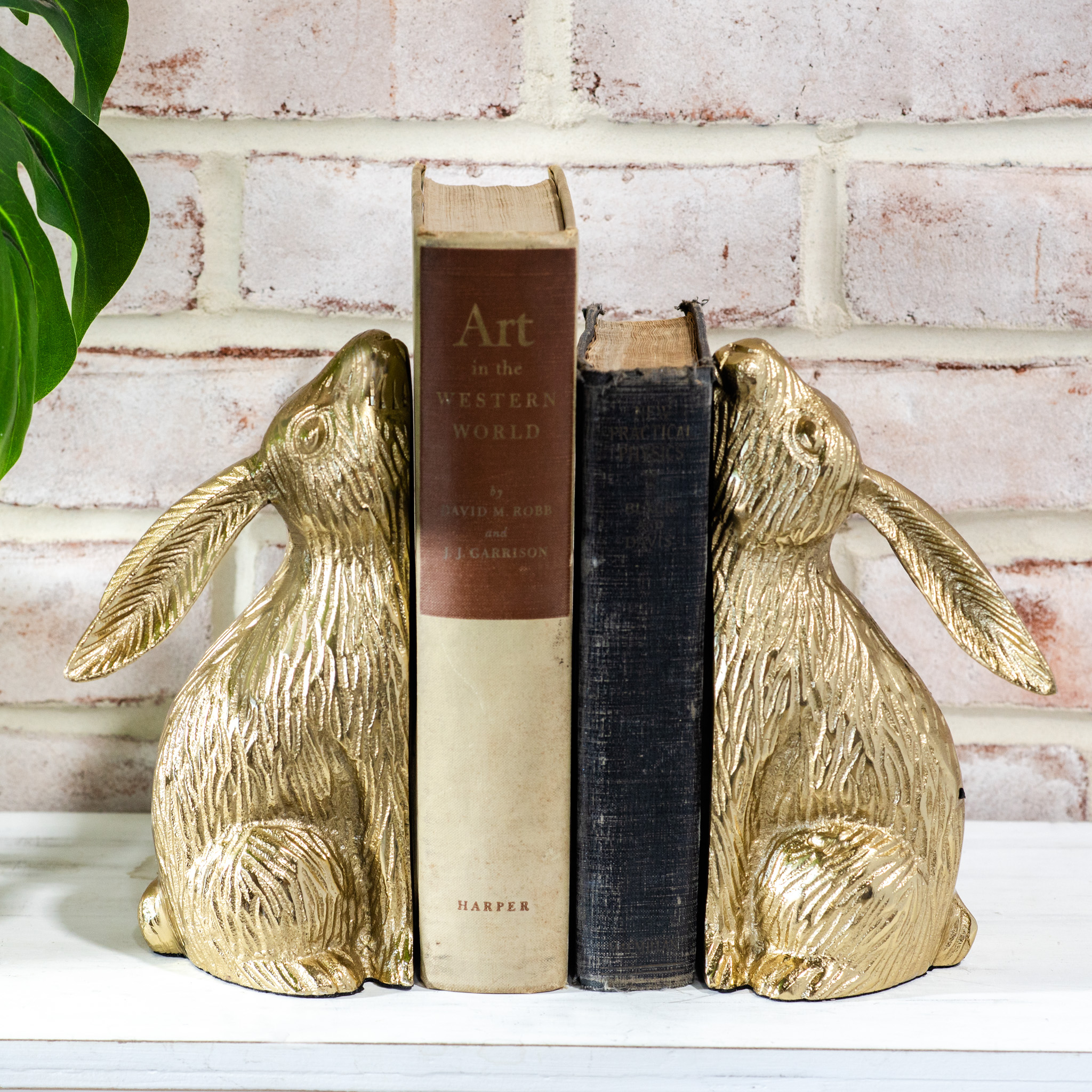 S/2 8.5" Gold Bunny Book Ends