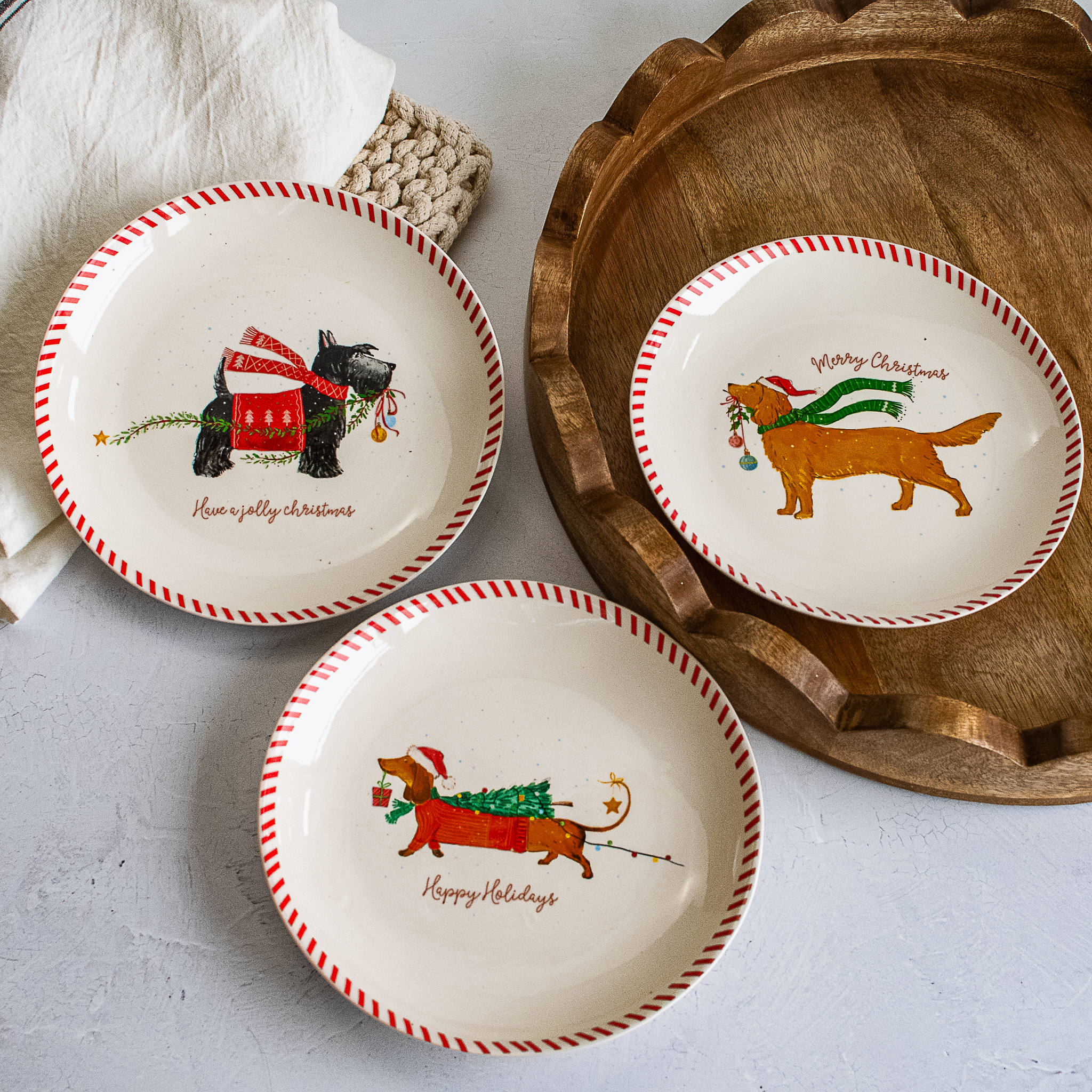 *Inner* 3 Asst. Festive Dog Plates