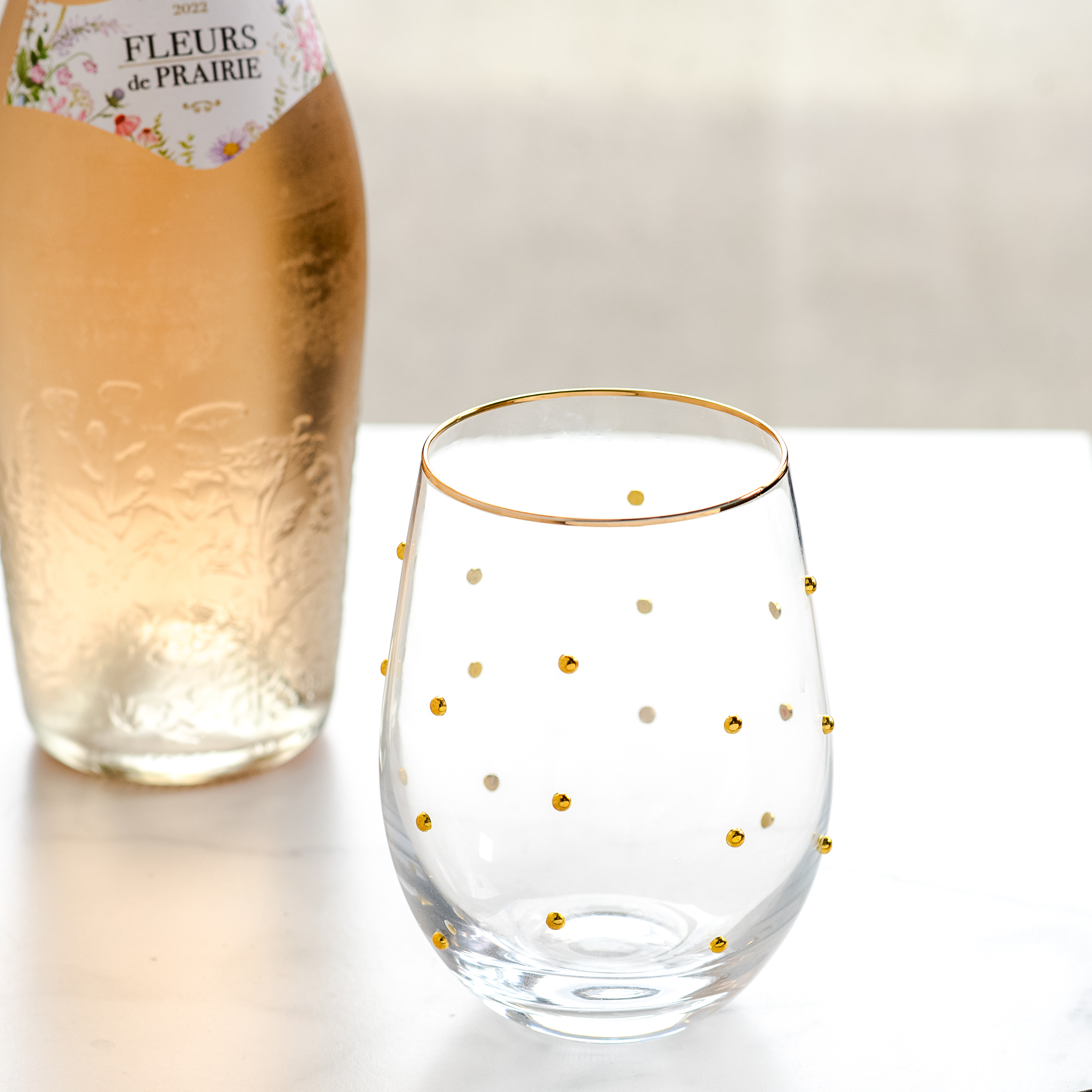 S/6 2.8"Dia Gold Dots Glass