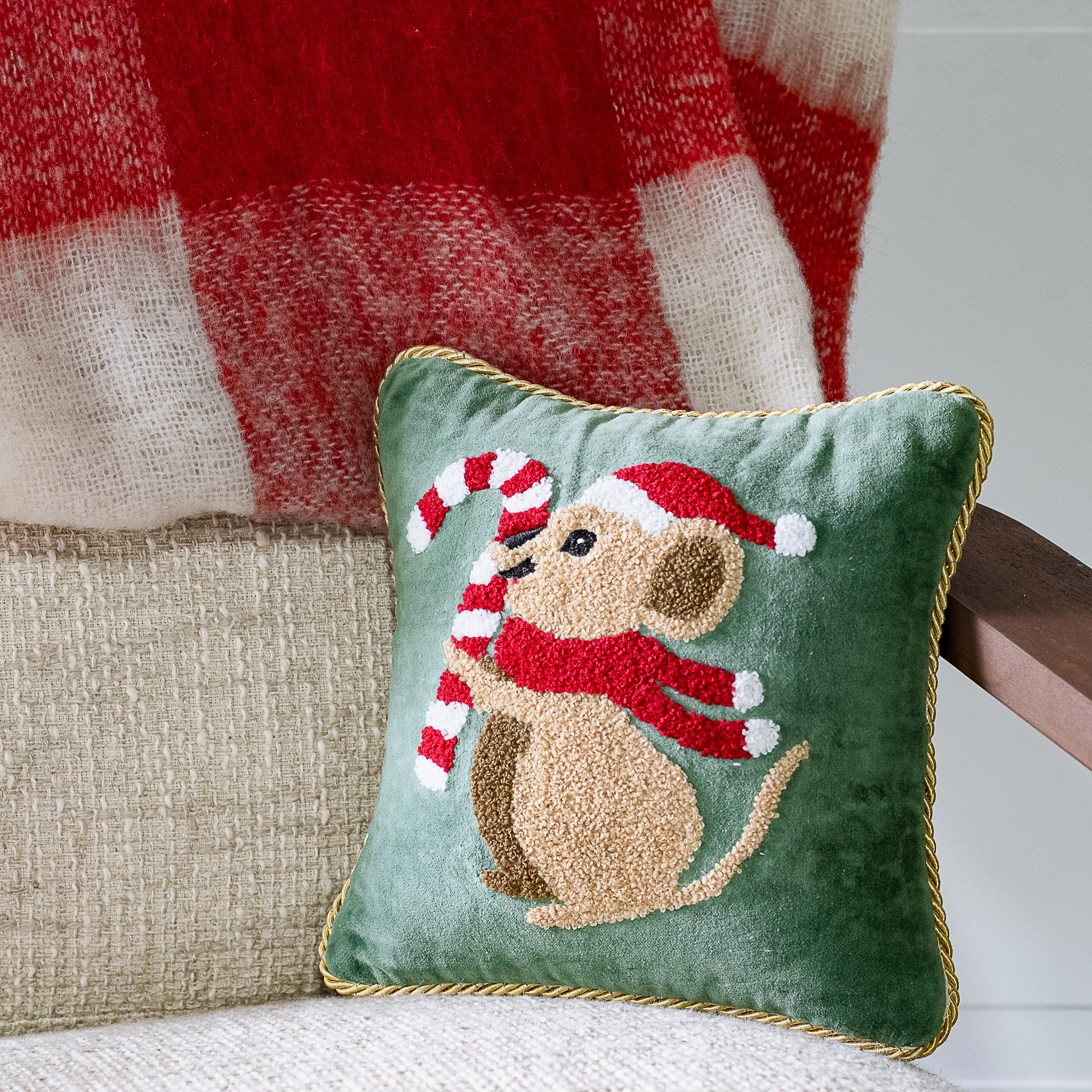 *Inner* 10 X 10 Velvet Christmas Mouse Pillow