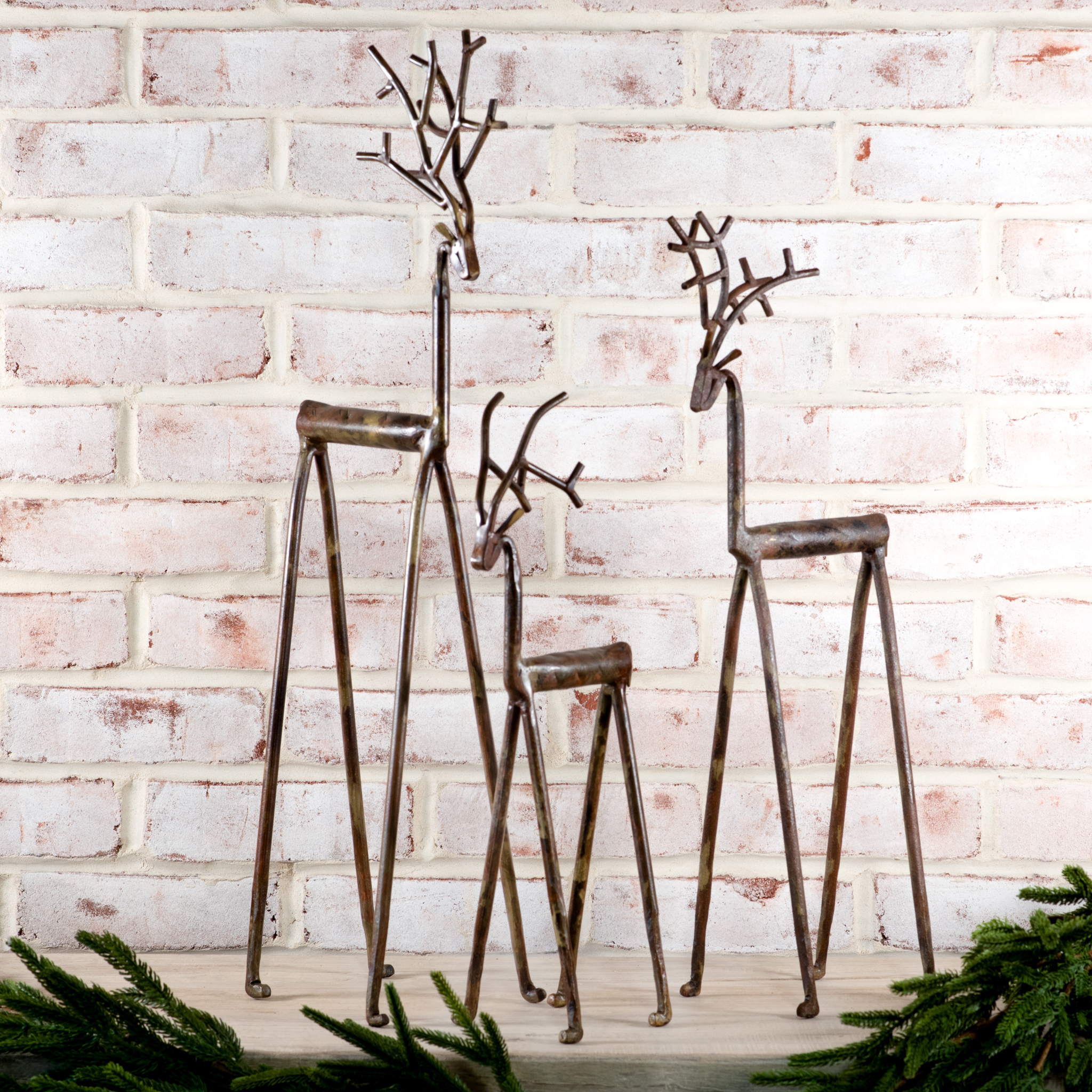 S/3 Bronze Iron Deer