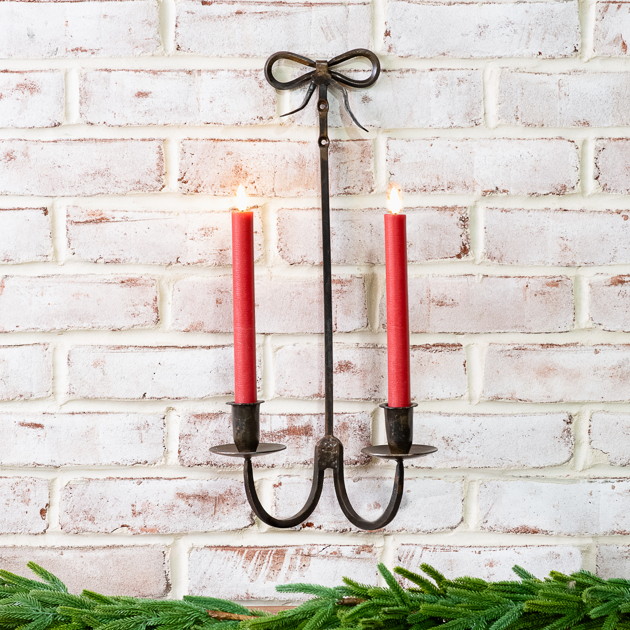 18.25" Metal Bow Wall Candle Holder