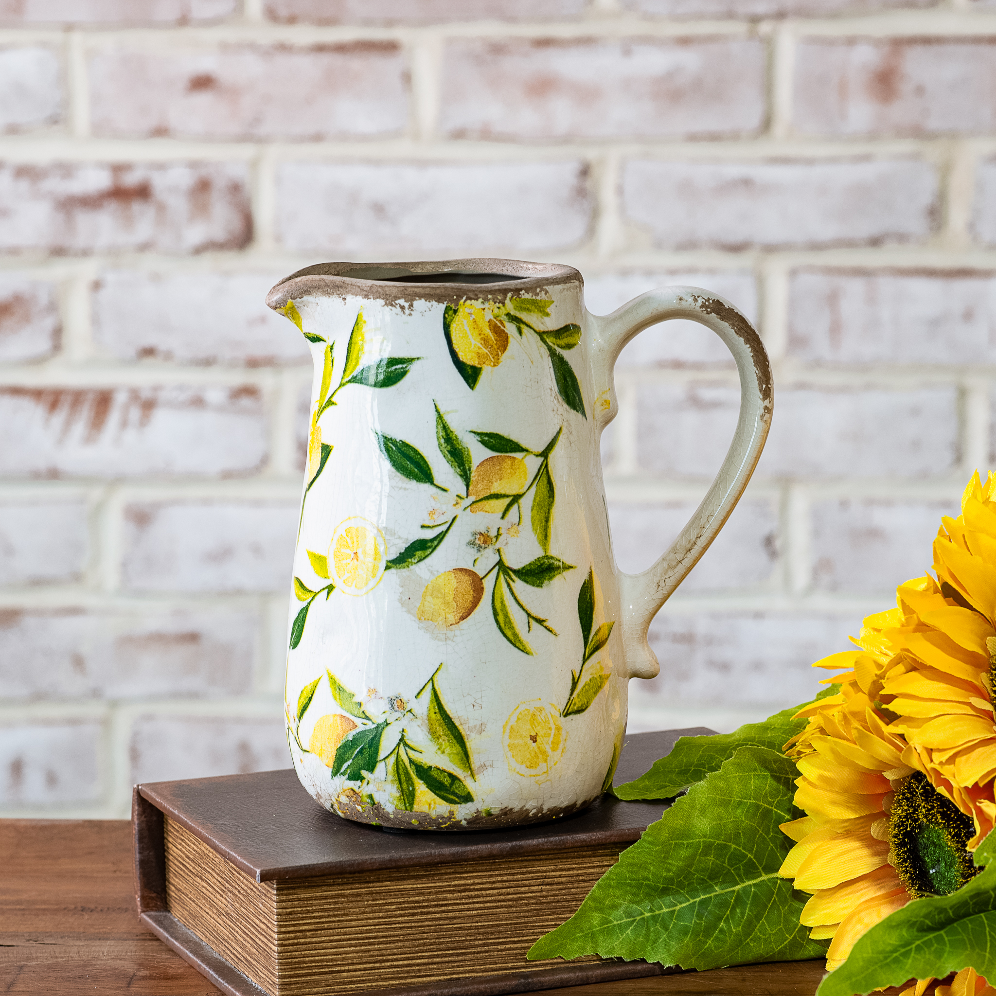 *Inner* 7.25"H Lemon Pitcher Vase