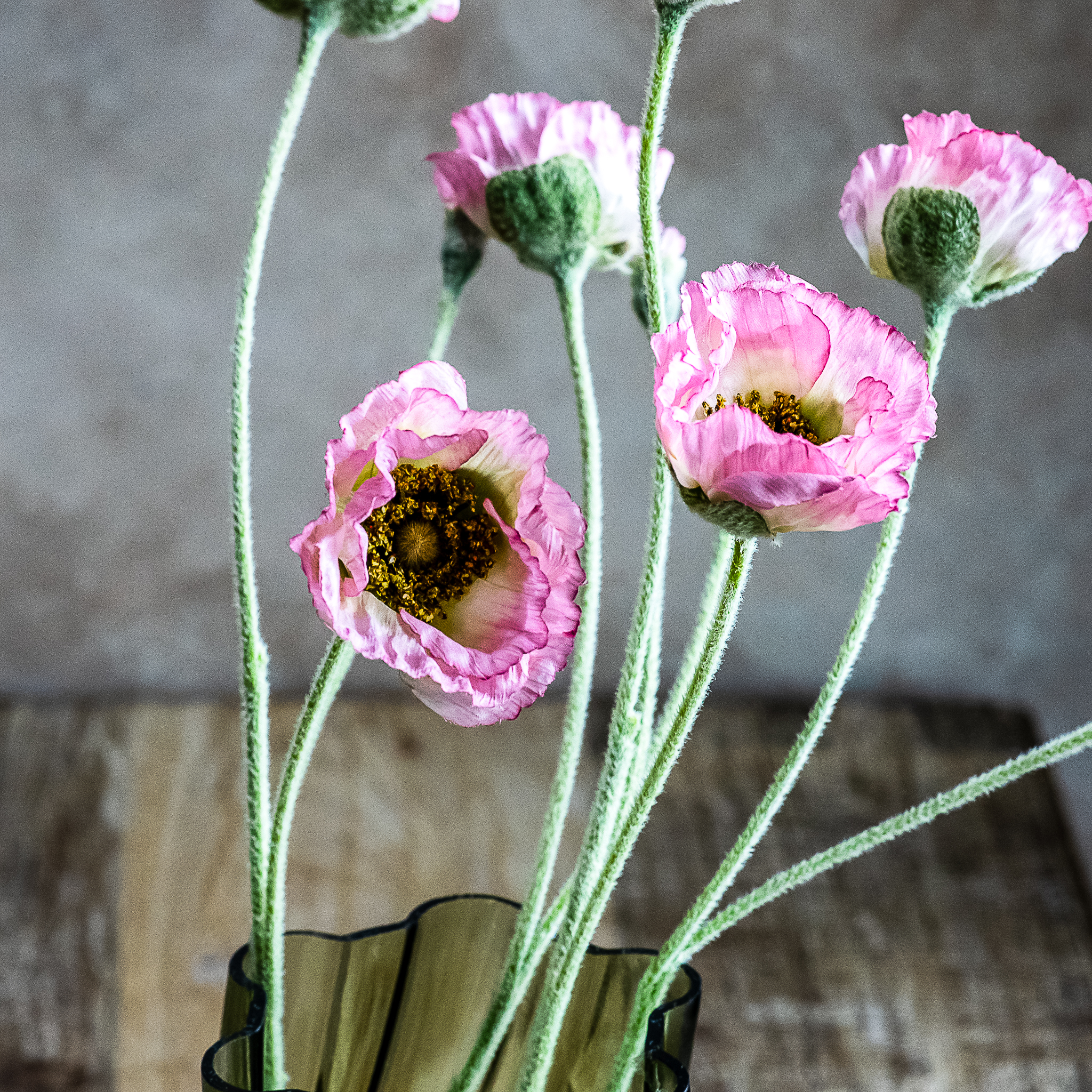 *Inner* 26" Pink Poppy Flower Stem