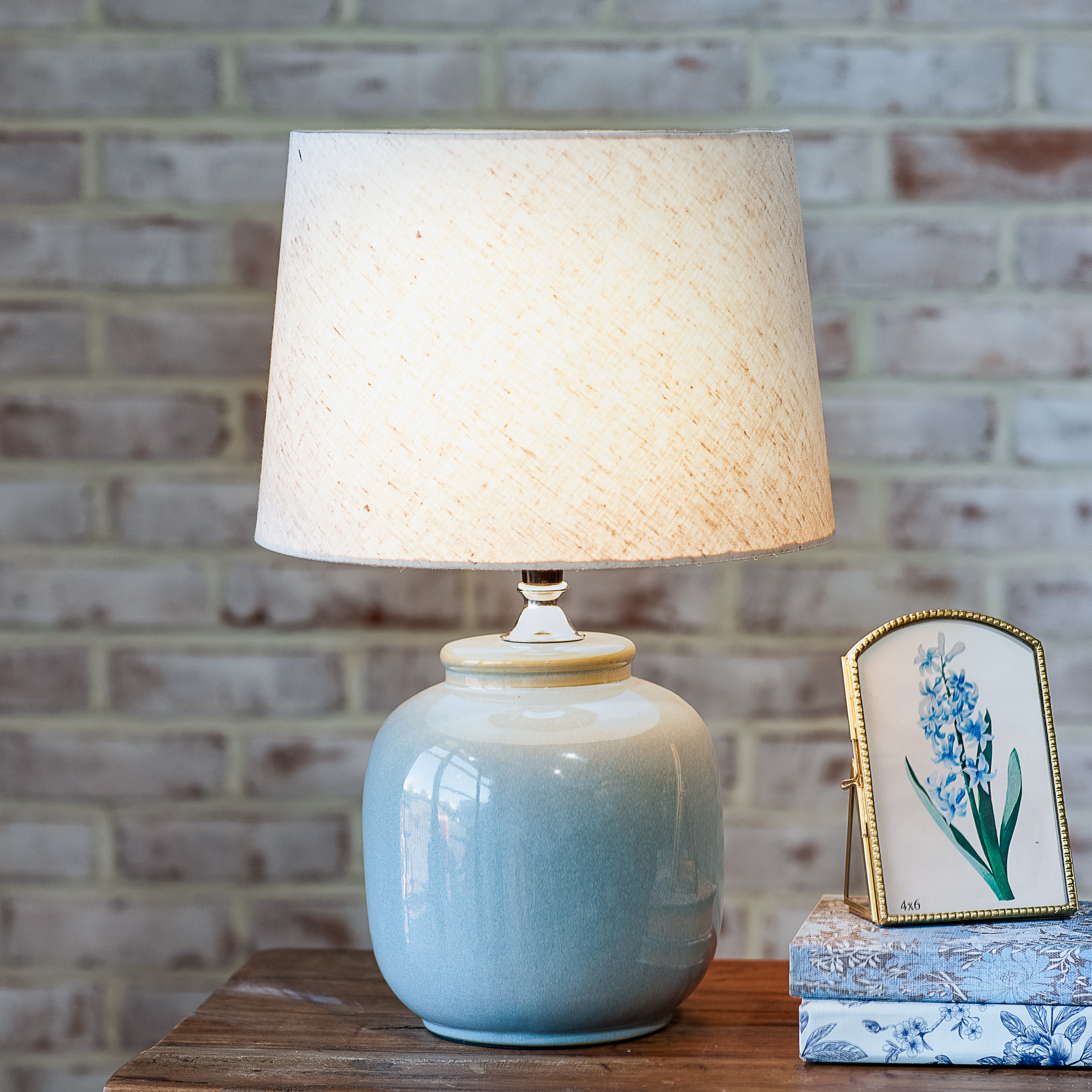 18" Slate Blue Ceramic Lamp