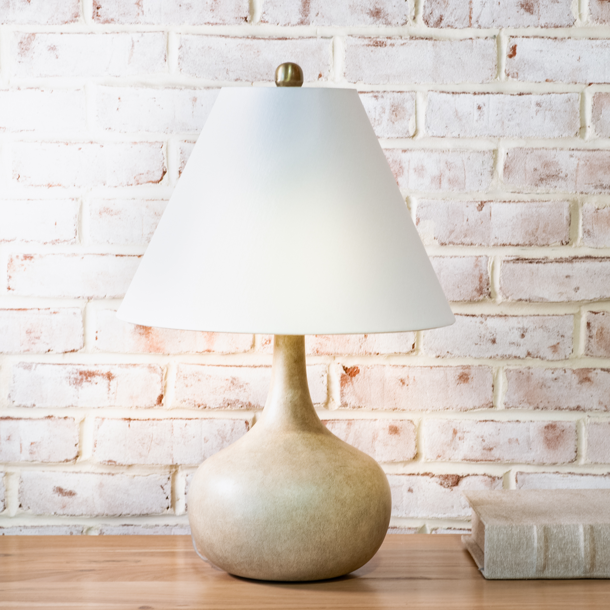 22" Honey Beige Ceramic Table Lamp