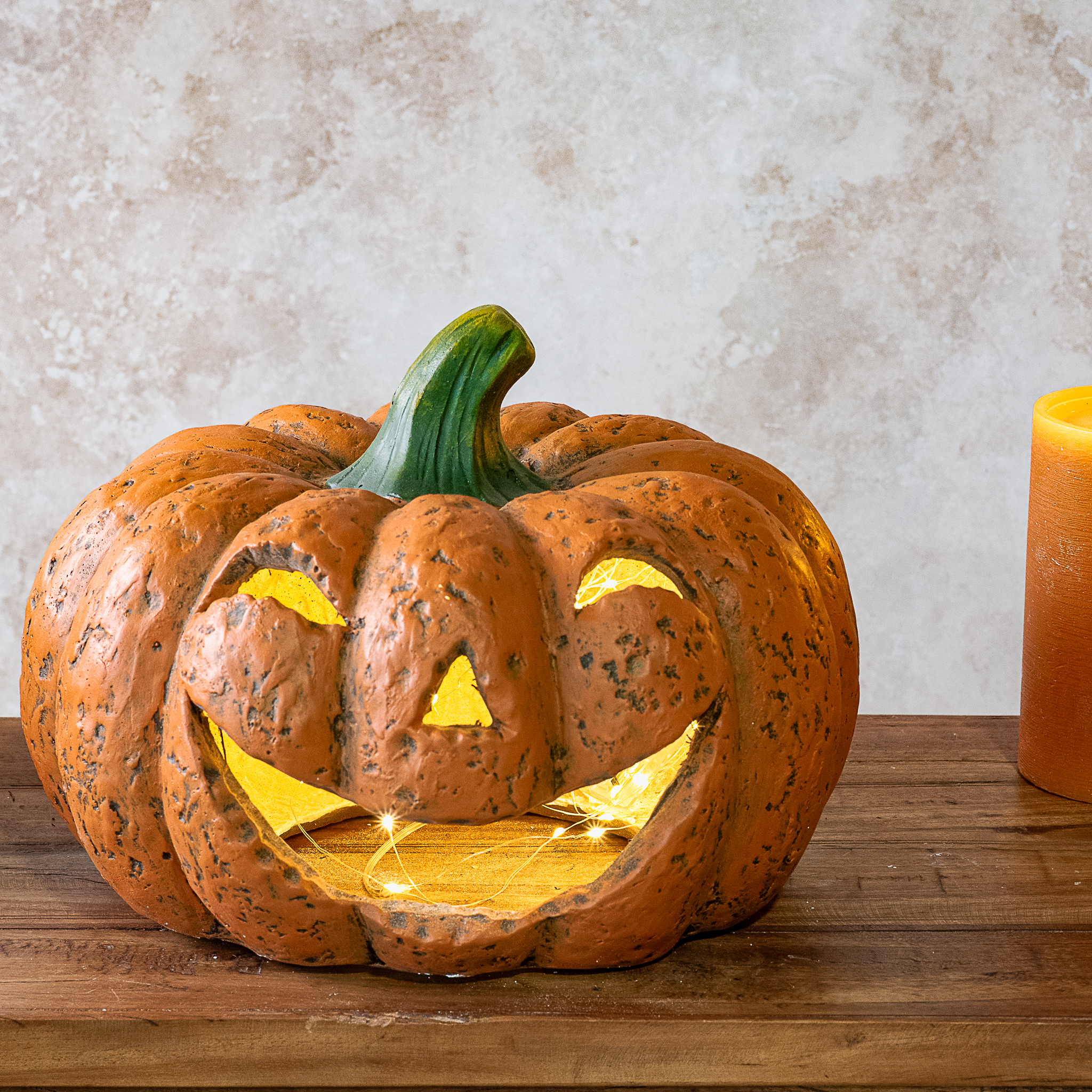 12" W. Weathered Jack O Lantern