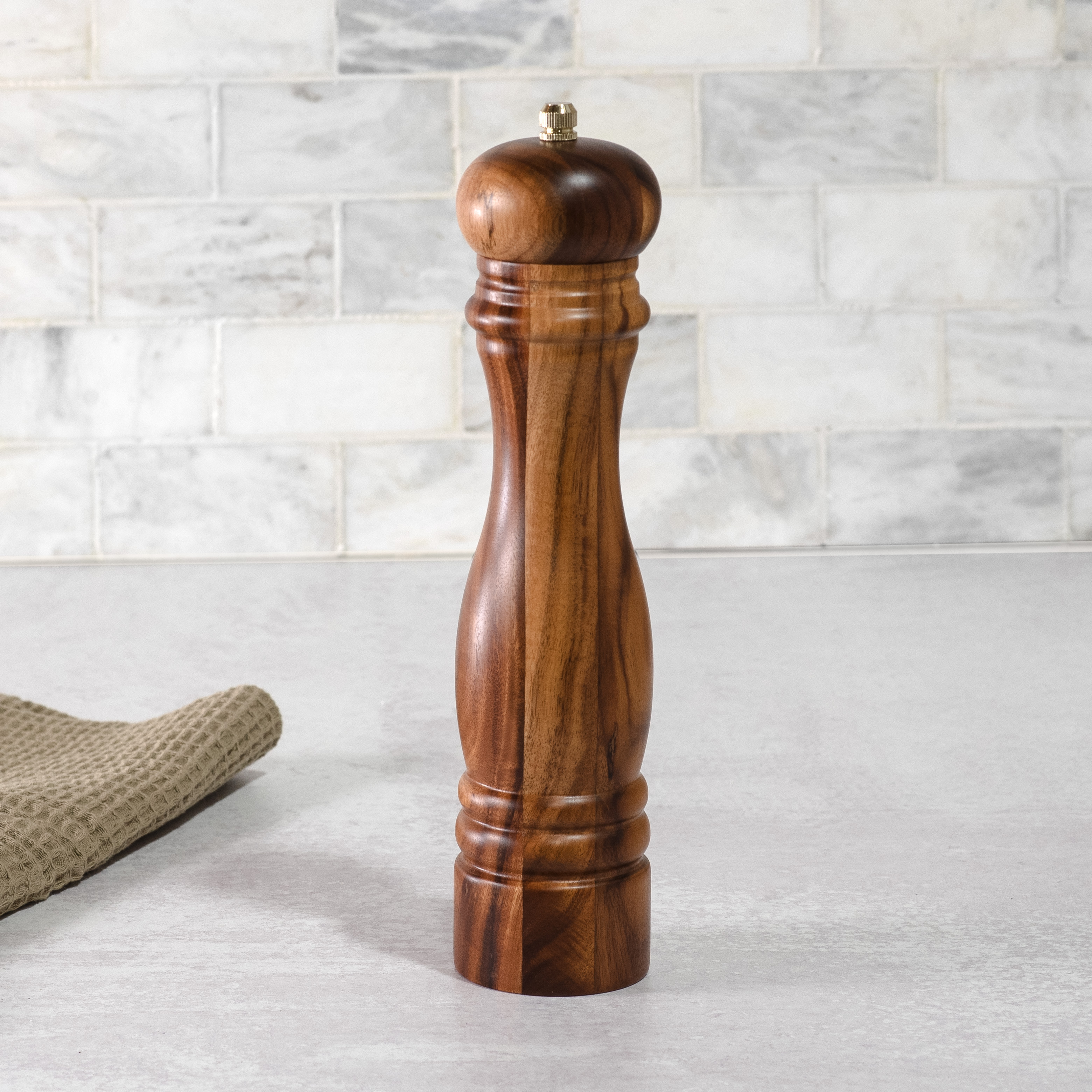 *Inner* 10.75" Wood/Gold Pepper Mill