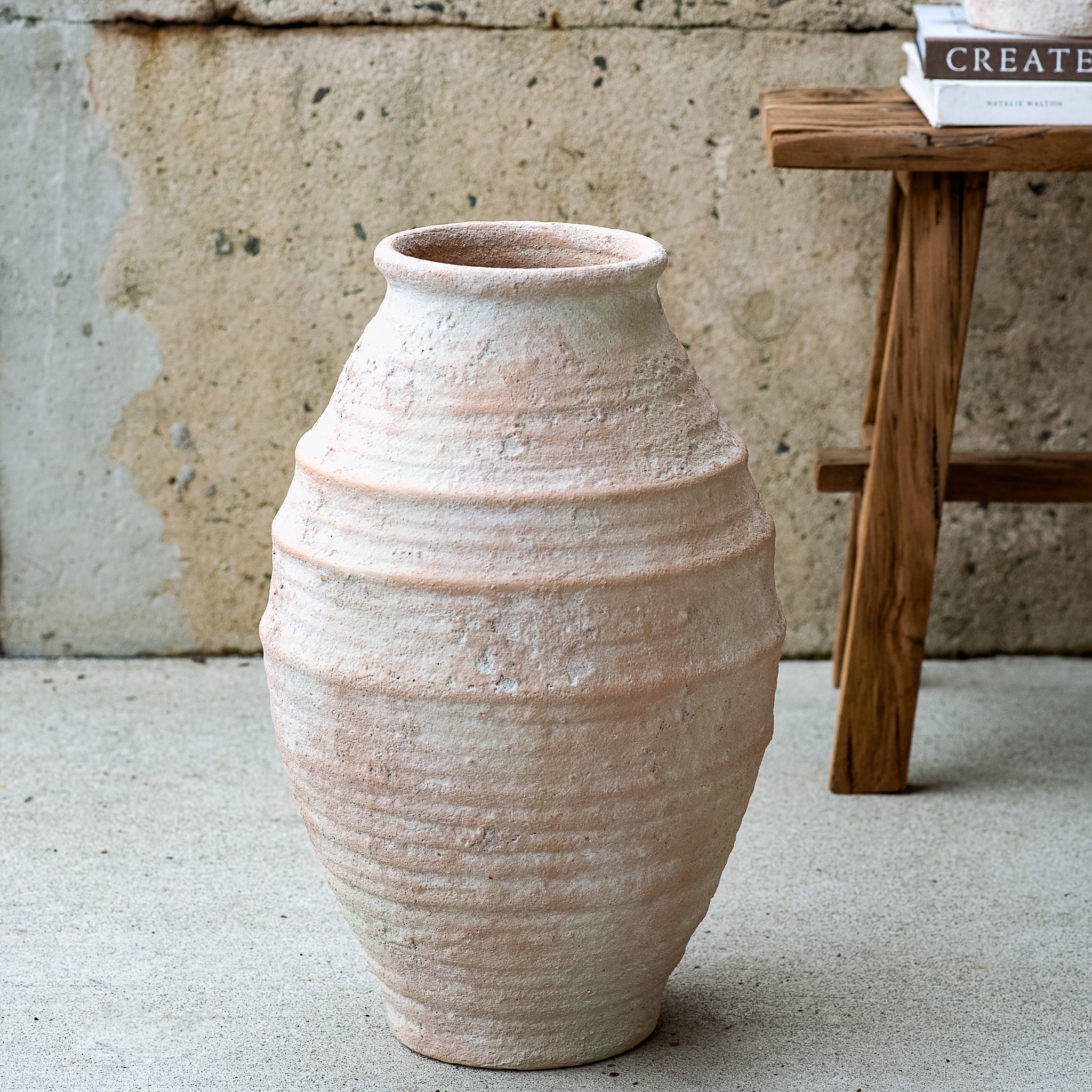 17" Antique Wash Terra Cotta Vase