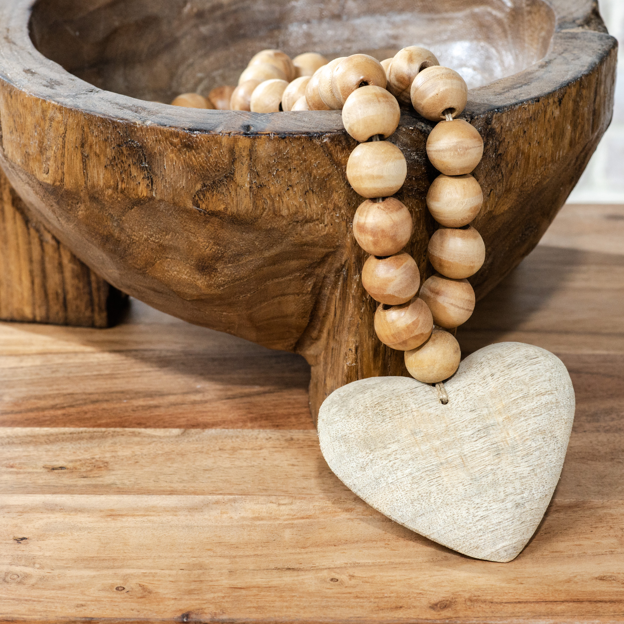 *Inner* 23.6" Wood Beads With Heart
