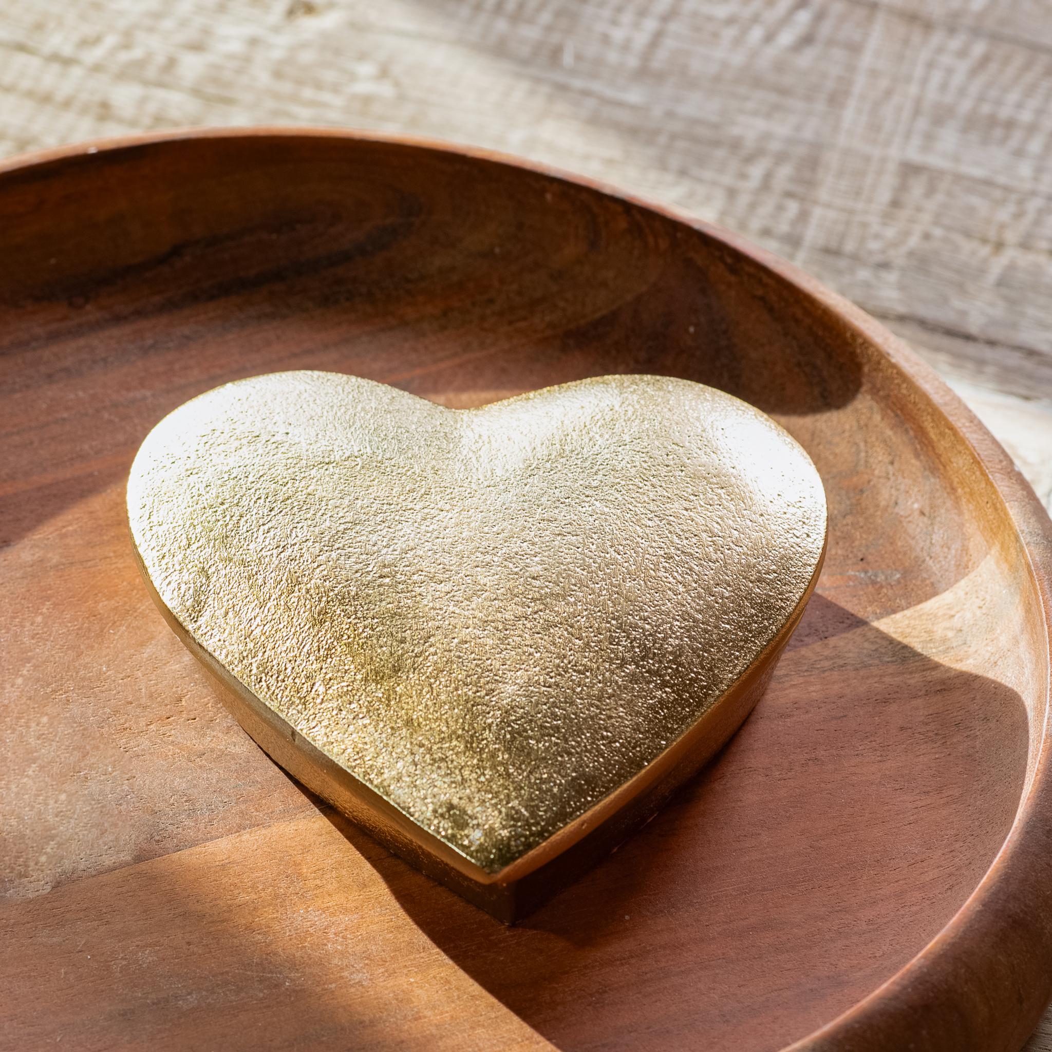 *Inner* 5"W Gold Heart Shaped Box