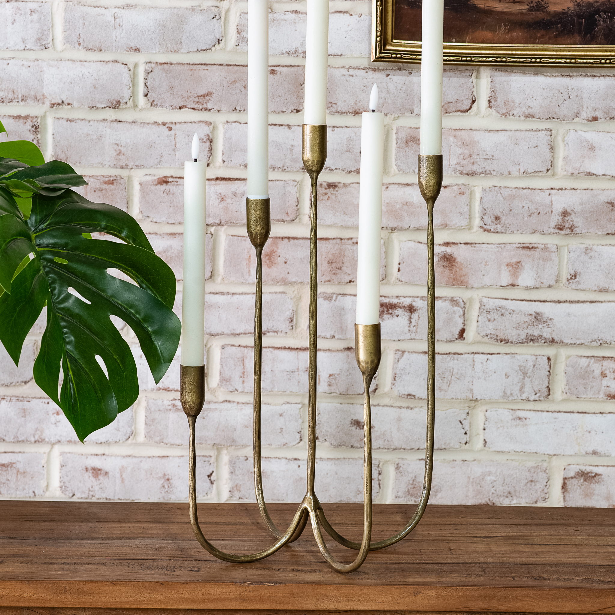 Ant. Brass 5 Head Candelabra
