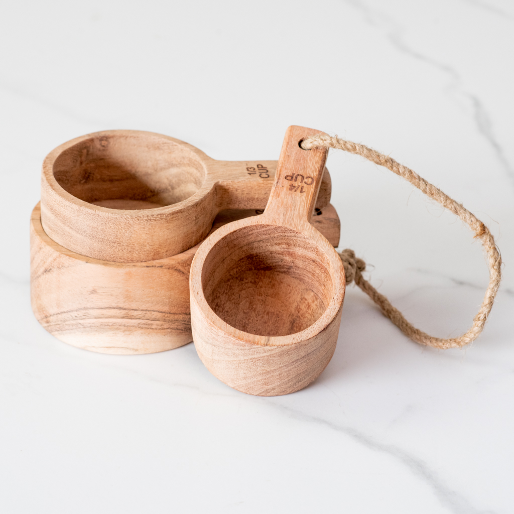 *Inner* S/3 Acacia Wood Meas. Cups